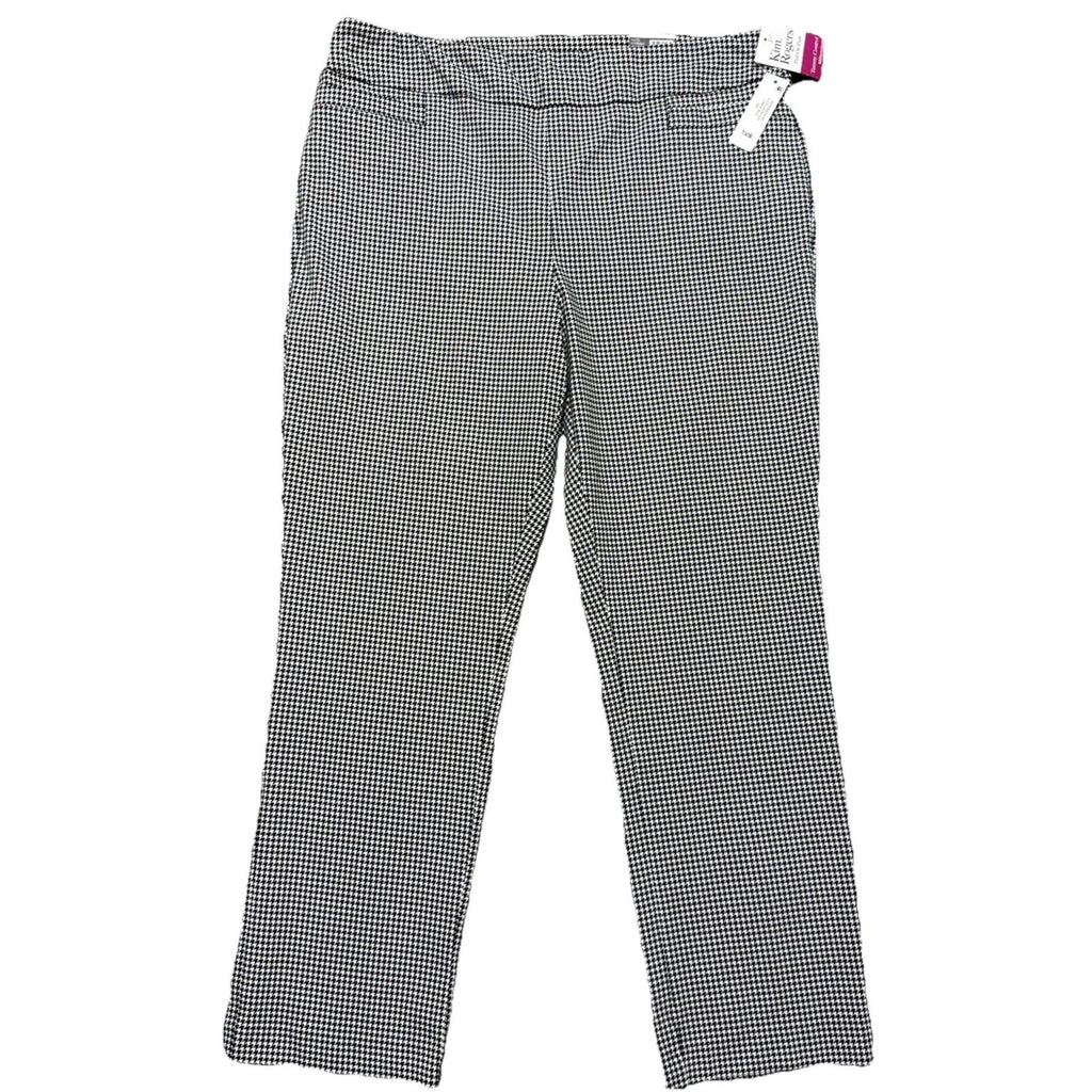 Kin Rogers Houndstooth Tummy Control Pull On Straight Dress Pants Size 16 S NWT