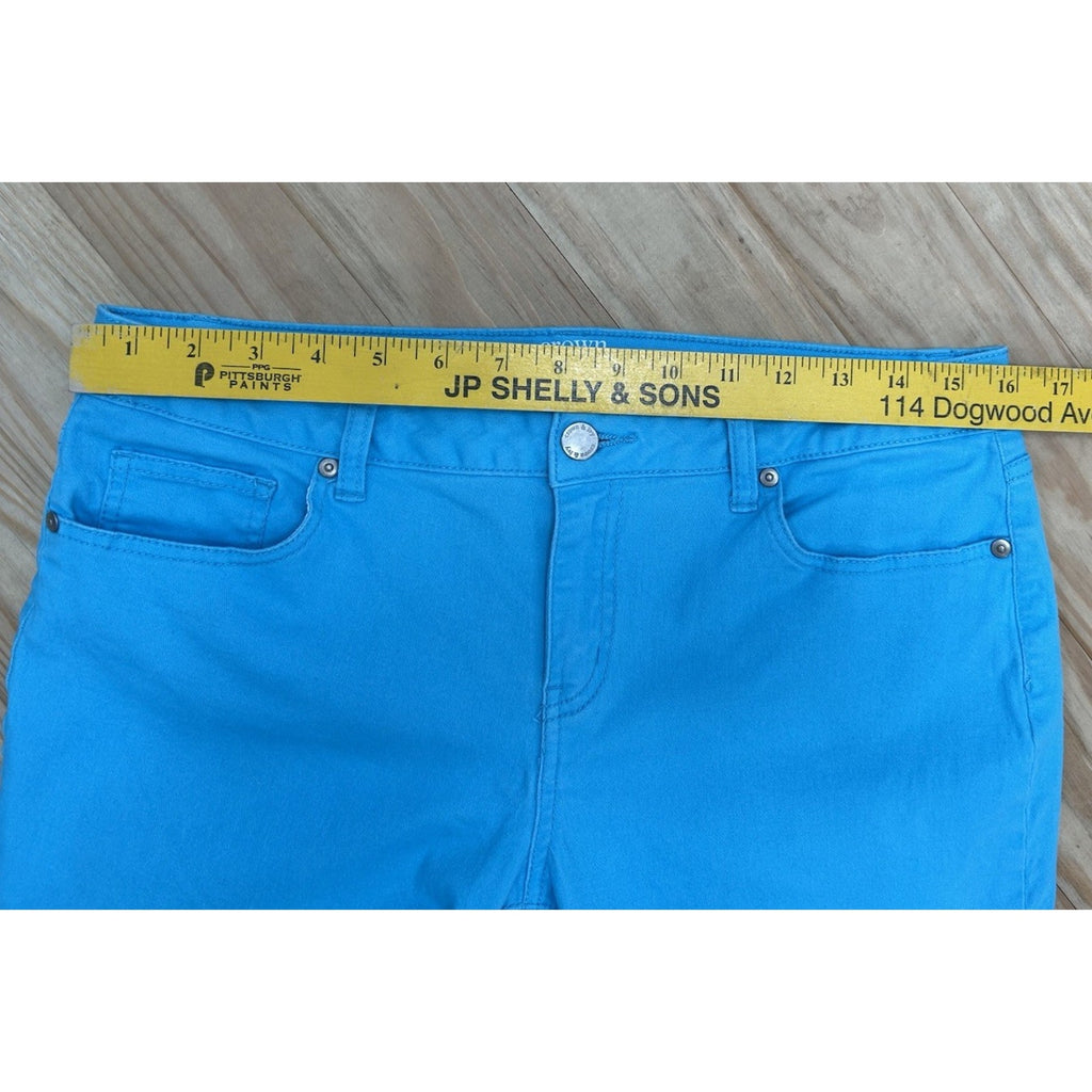 Crown & Ivy Sz10 Petite Skinny Jeans Green Denim Ankle Slim Stretch.