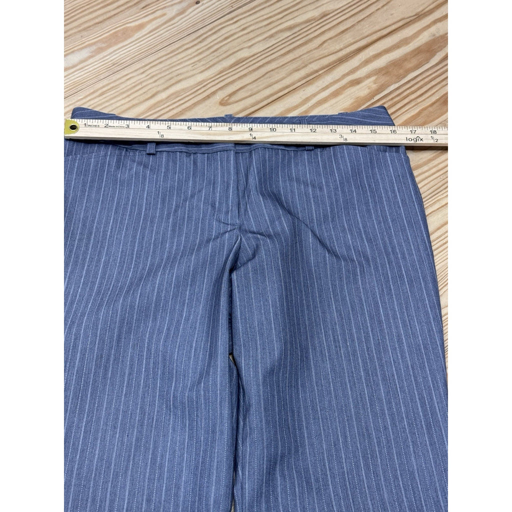 Worthington Modern Fit Wide Leg Pinstripe Dress Pants Womens 8 Gray Poly Blend