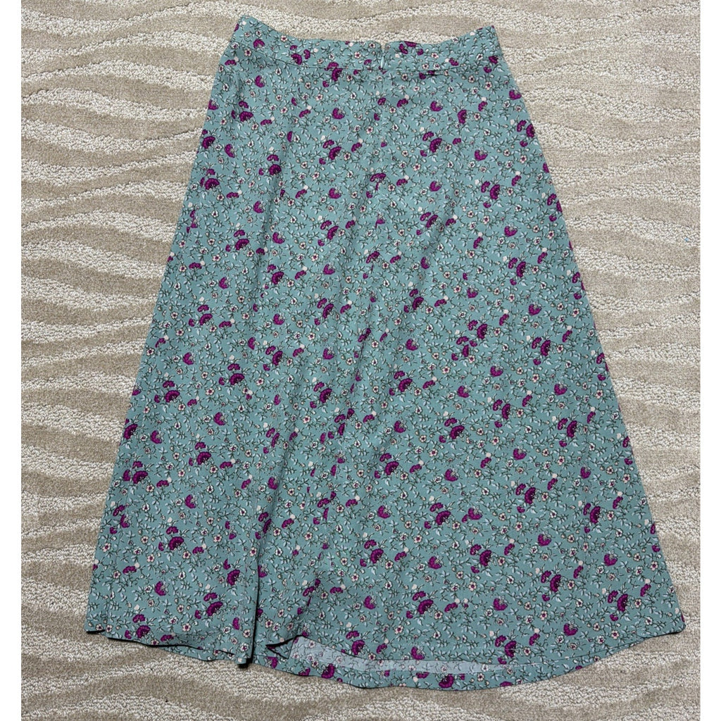 Gap Women’s Size 2 Green Purple Pink Floral Midi Skirt