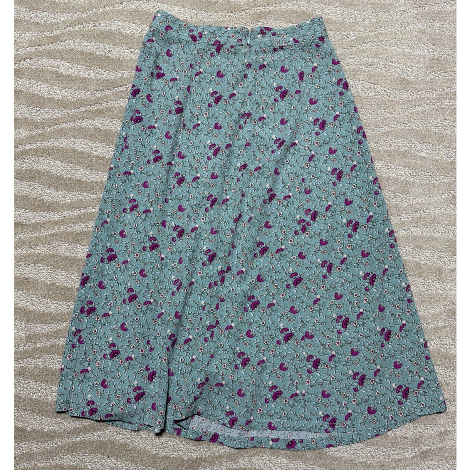 Gap Women’s Size 2 Green Purple Pink Floral Midi Skirt