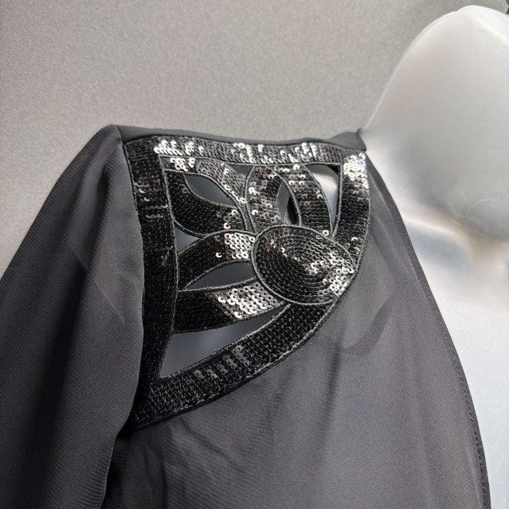 SLNY FASHIONS NEWYORK WOMENS EMBELLISHED TIERED JACKET For DRESS Black Sz 8 NWT