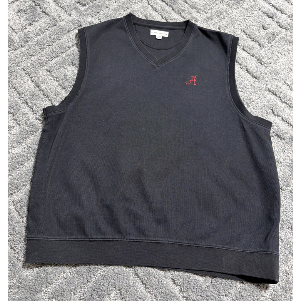 Alabama Crimson Tide Embroidered Golf Vest Black Cutter & Buck Men’s XL Pima