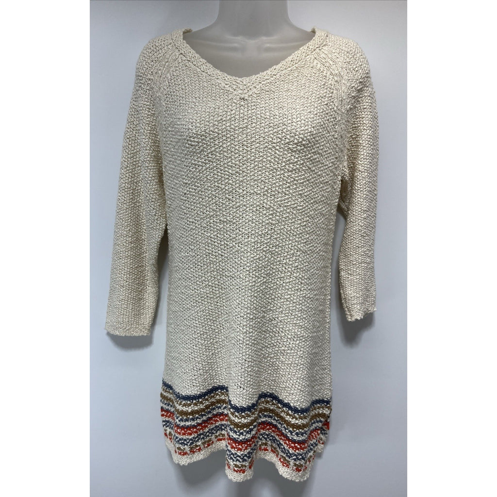 Denim & Co. Heritage Cable Knit Sweater Dress- Ivory- Small