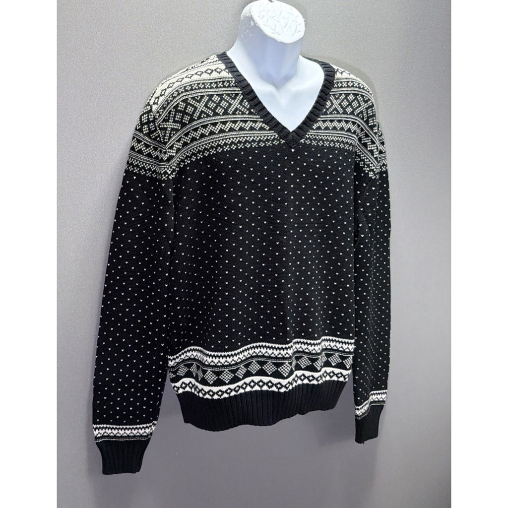 Vtg 90s Ralph Lauren American Living Ski Fair Isle Sweater Mens XL Black NWT