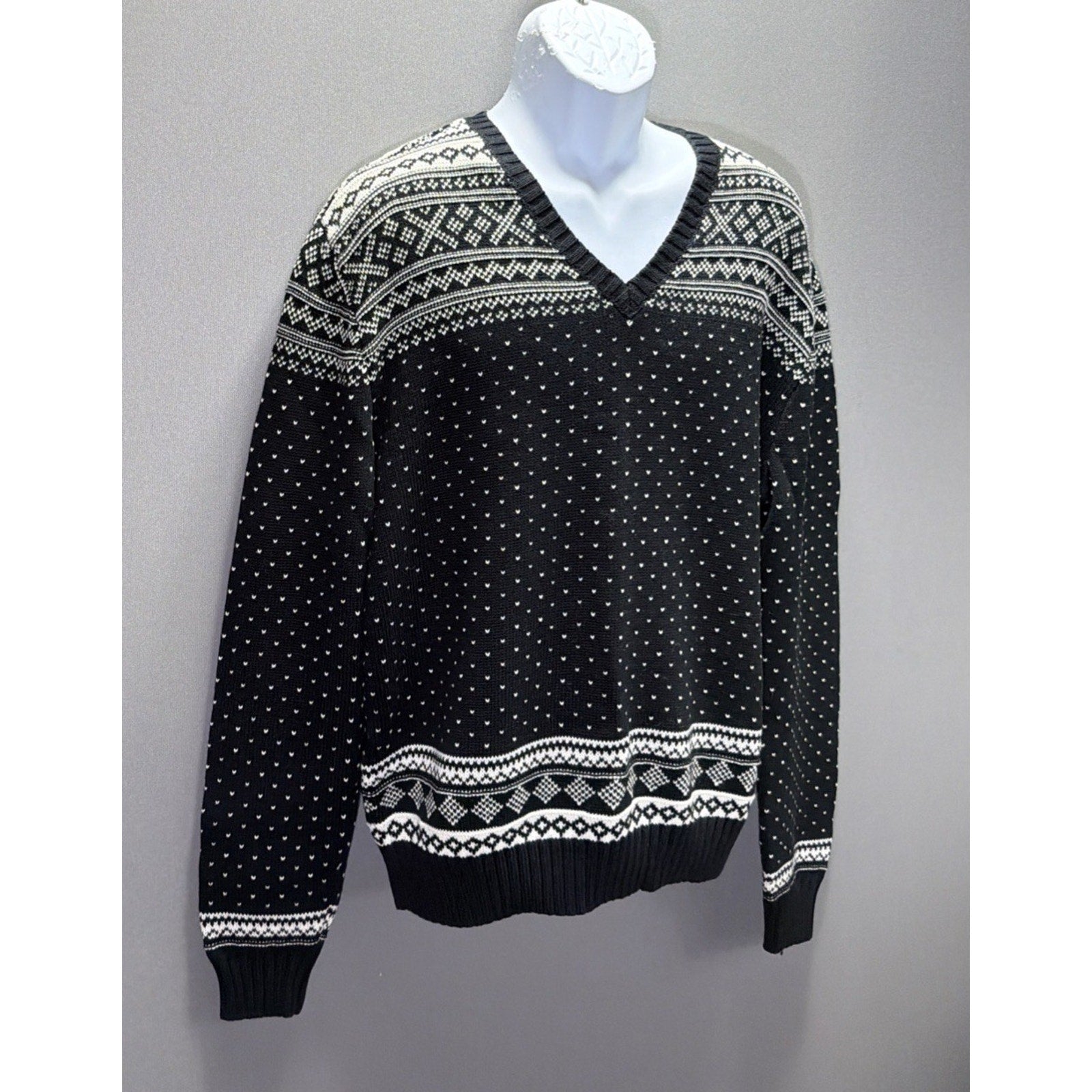 Vtg 90s Ralph Lauren American Living Ski Fair Isle Sweater Mens XL Black NWT