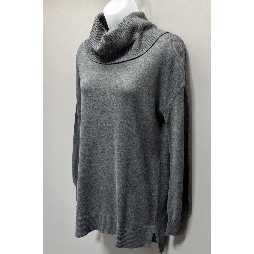 Loft Gray Long Sleeve Pullover Turtleneck Knit Tunic Sweater Size Small