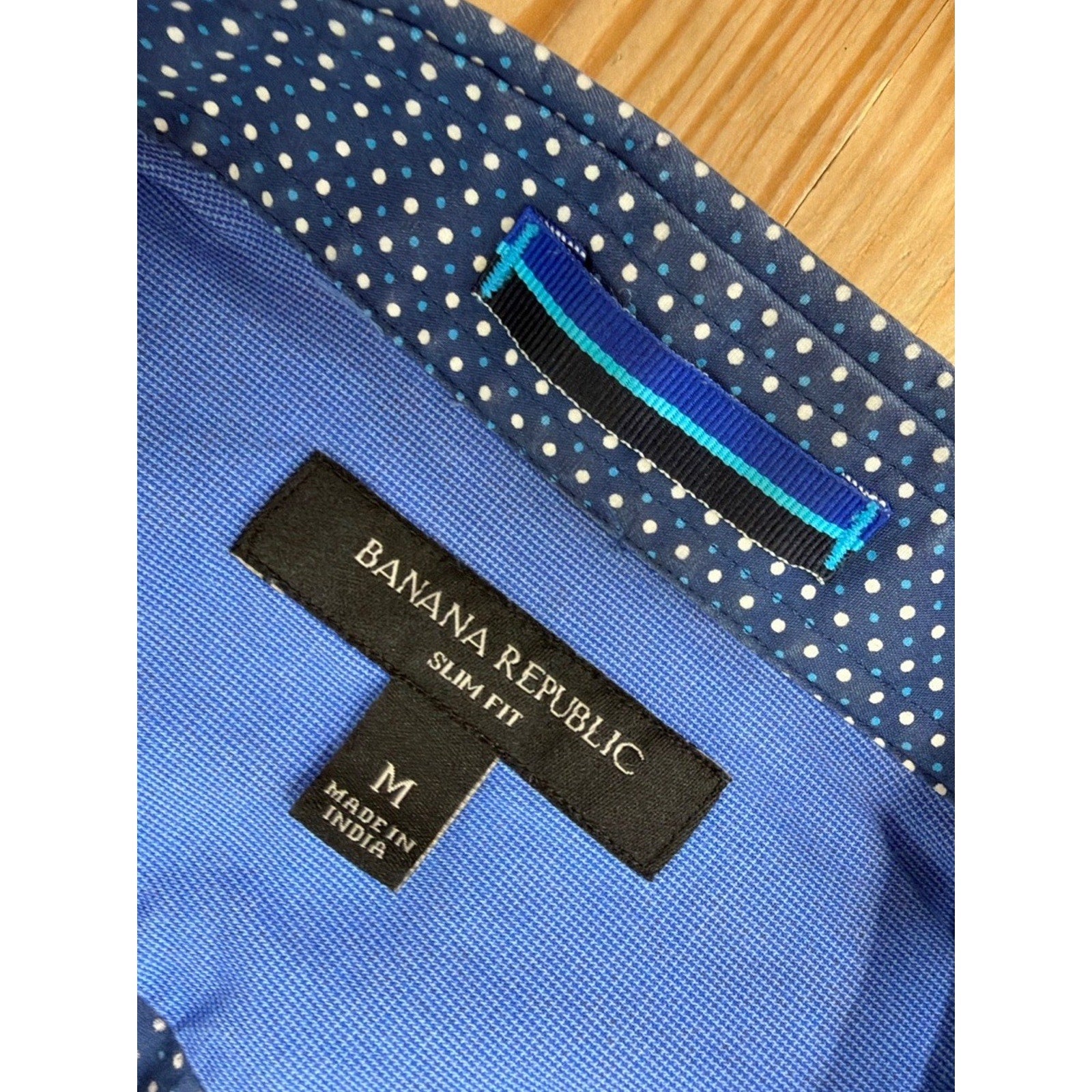 Banana Republic Sz Medium Blue Geo Slim Fit Long Sleeve Shirt Stretch EUC