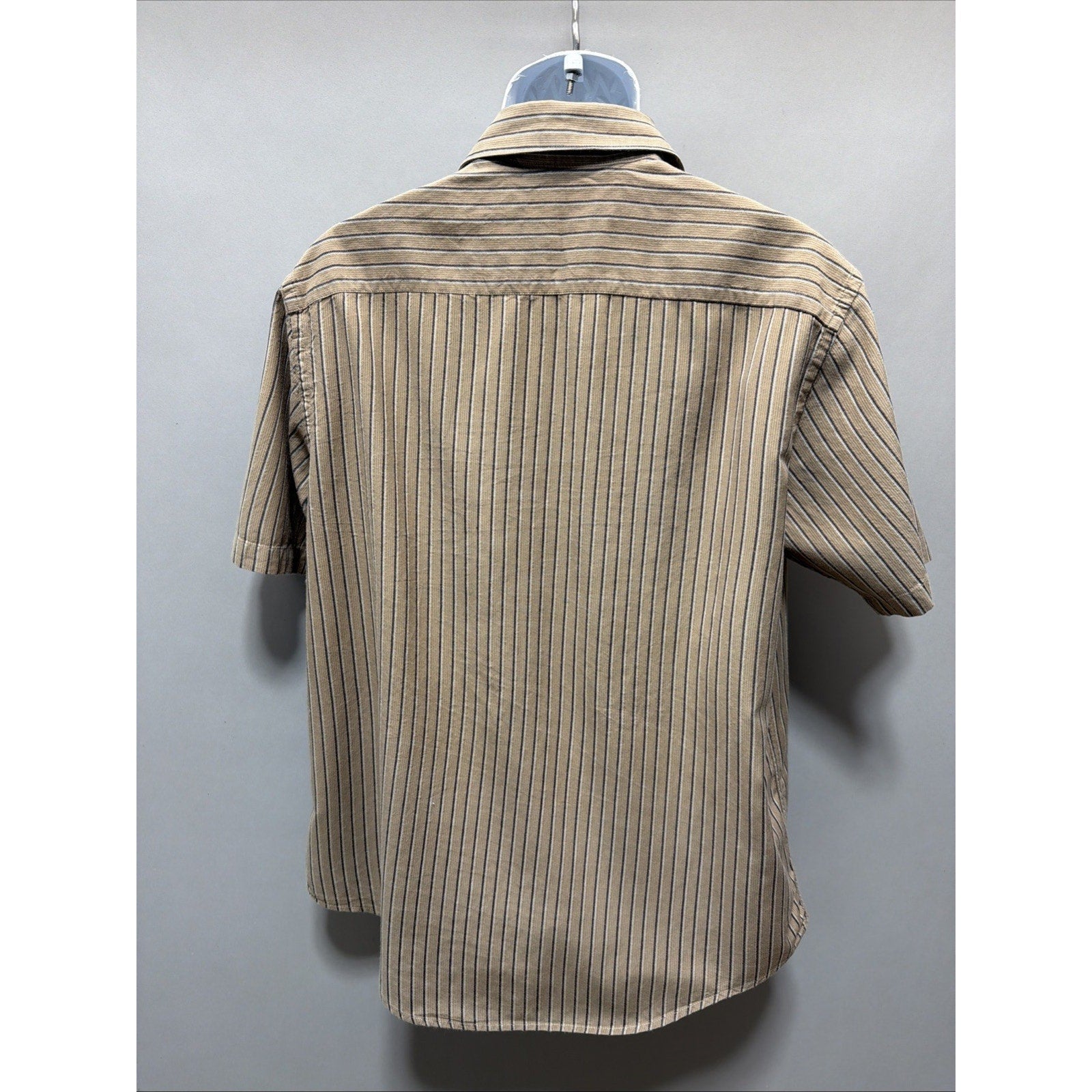 Material London XL Brown Striped dress shirt silk cotton Blend Preppy Casual