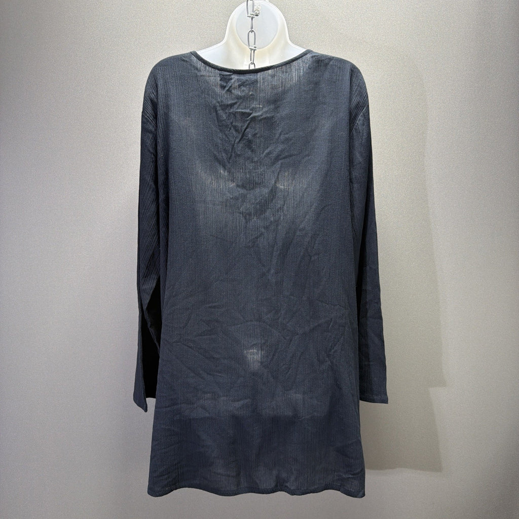 Mountain Lake Women's Navy Blue Embellished Embroidered V-Neck Tunic Size XL NWT