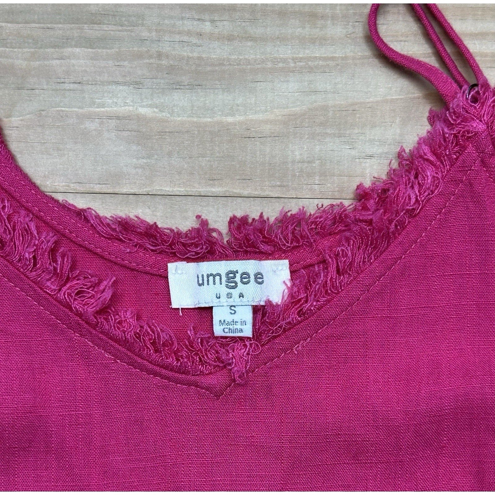 Umgee Top Womens Small Hot Pink Linen Blend Sleeveless Summer Boho.