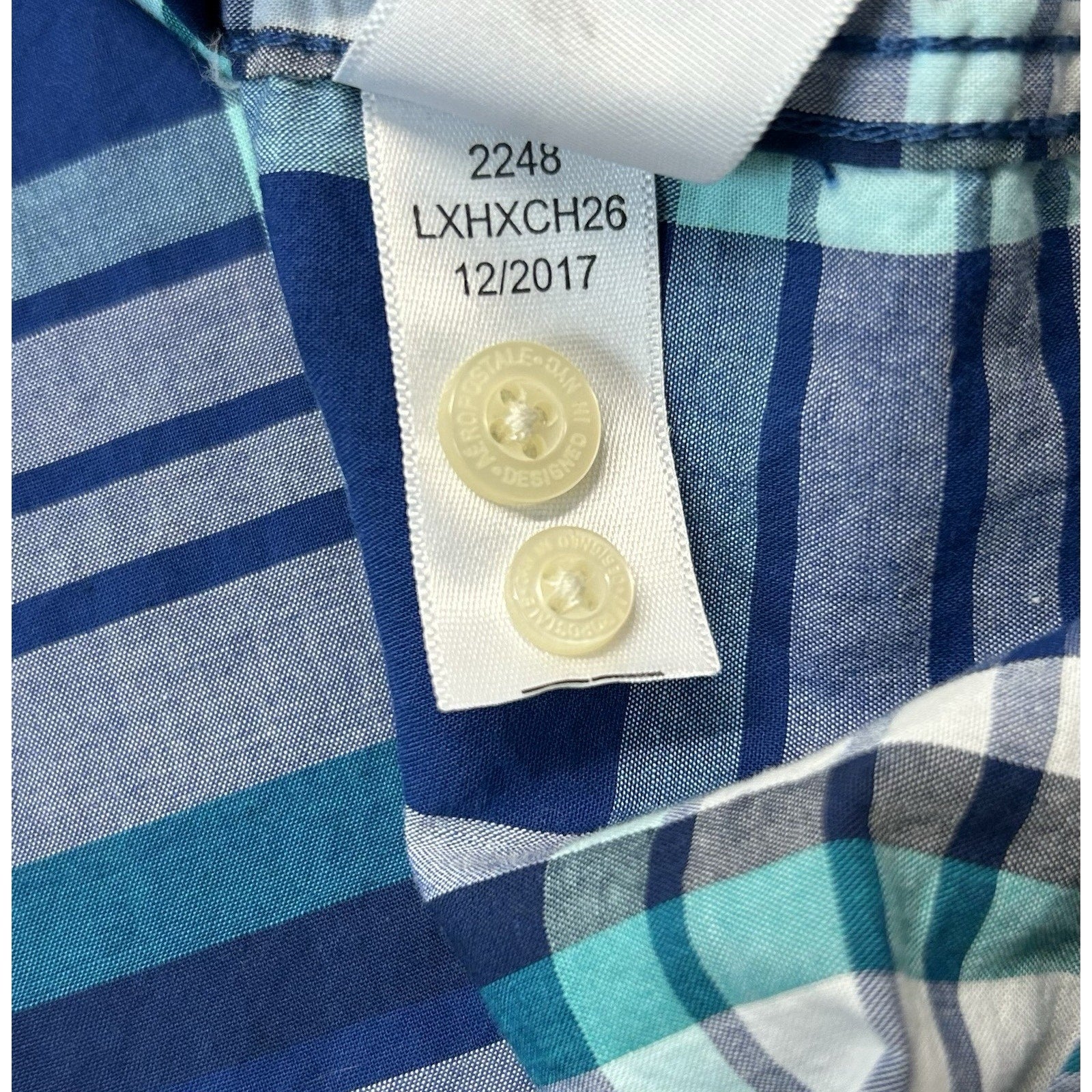 Aeropostale Long Sleeve Button Down Shirt Mens Size M Green Plaid 100% Cotton.