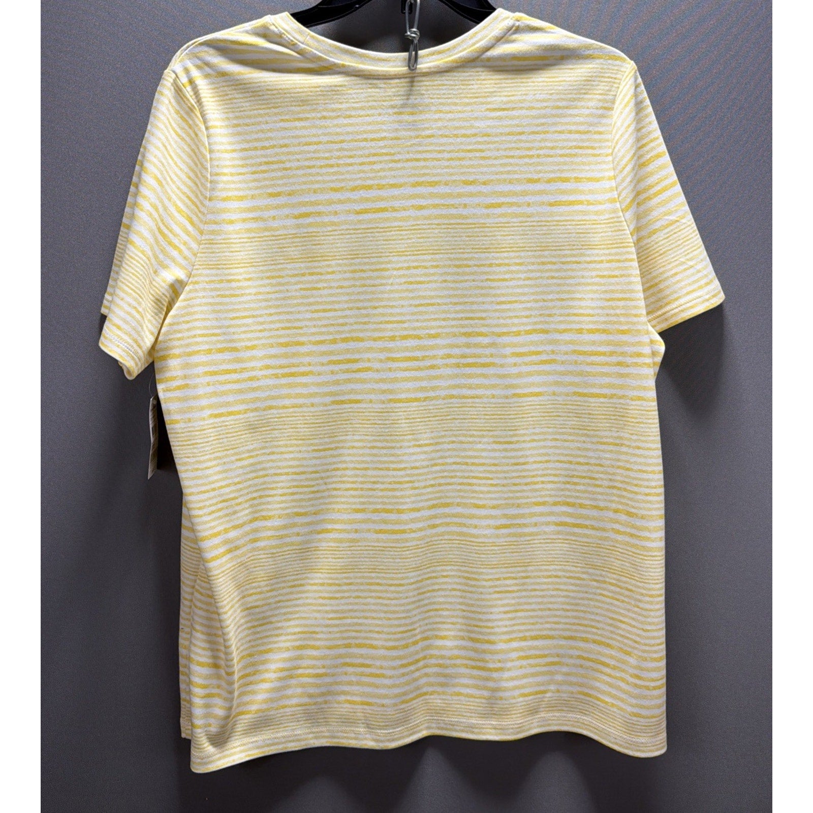 Studio Works women Yellow White Stripe Studio Tee Shirt Top size Plus Sz 1X NWT