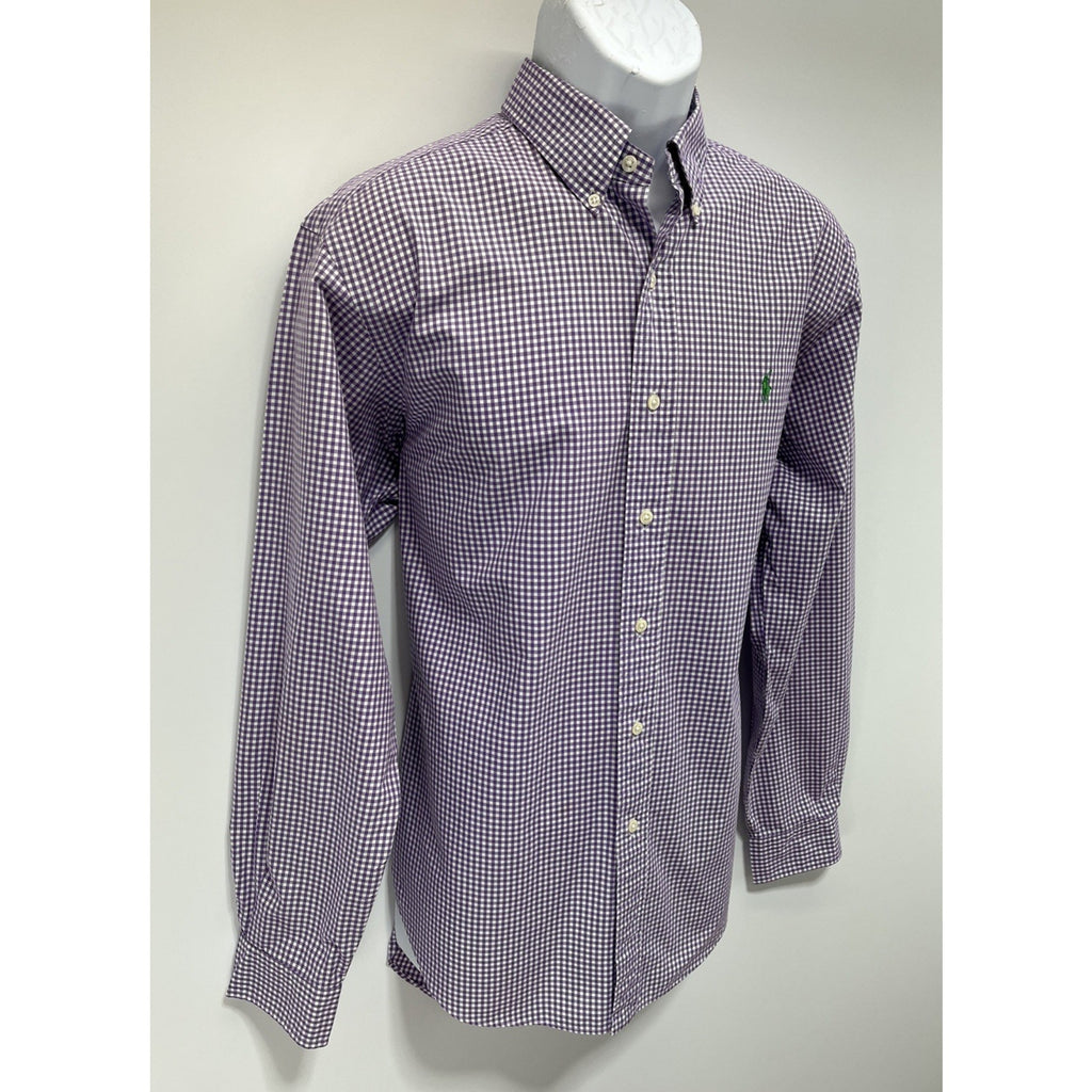 Ralph Lauren Shirt Men’s L Purple Gingham Classic Fit Button Up Long Sleeve