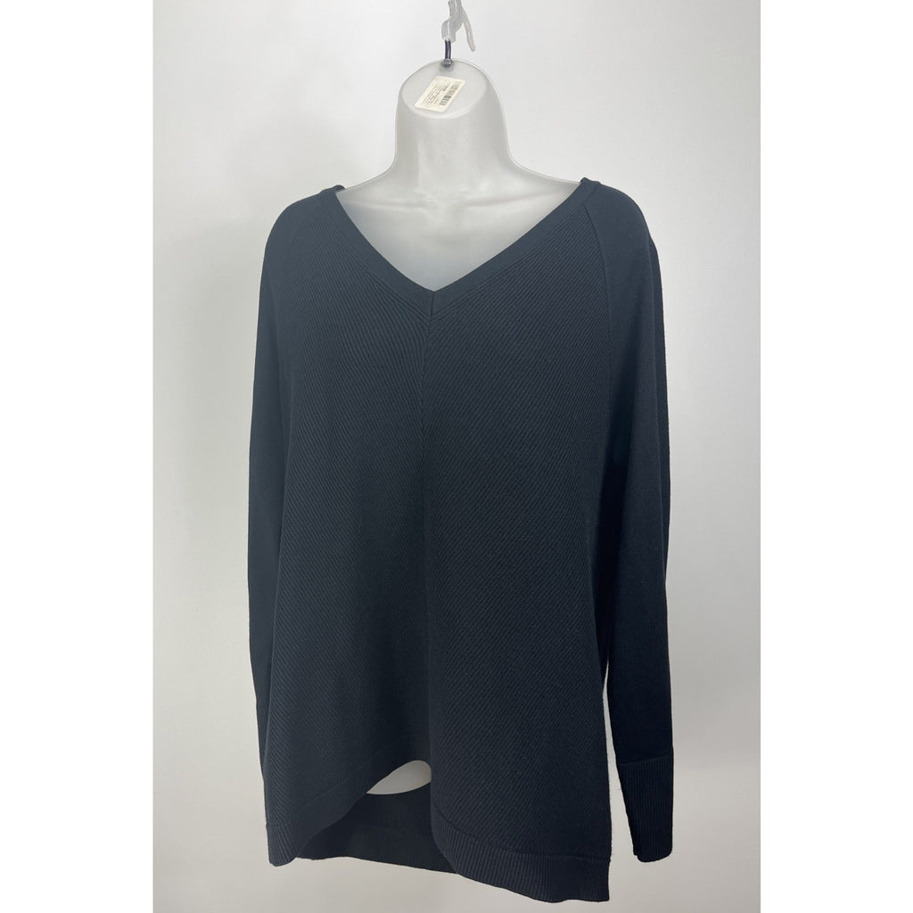 NWT Talbots womens black sweater size XL ribbed long sleeve v neck