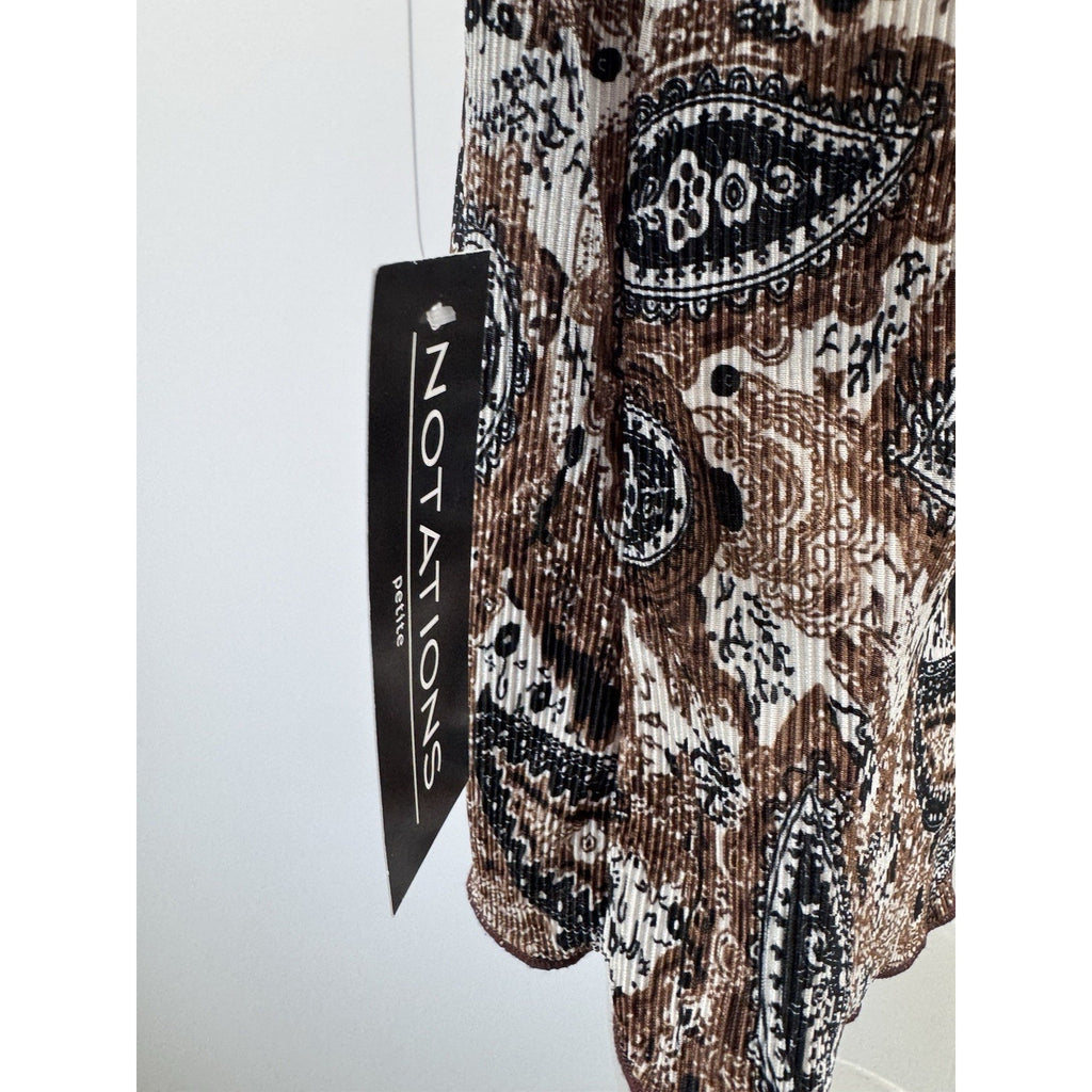 Notations Shirt Women’s Petite S Short Sleeve Layered Cardigan Tank Cream Brown