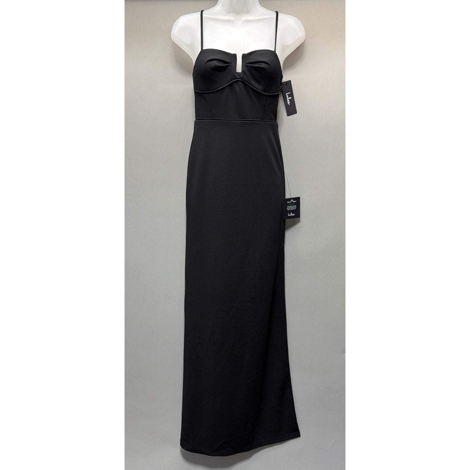 Lulus Romantic Existence Black Column Maxi Dress Size XS New