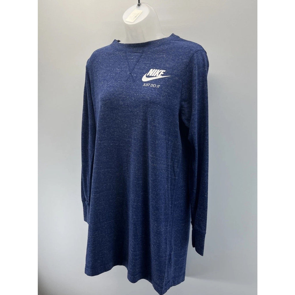 Nike Sportswear Dress Women’s Medium Blue Heather Long Sleeve Just Do It Logo