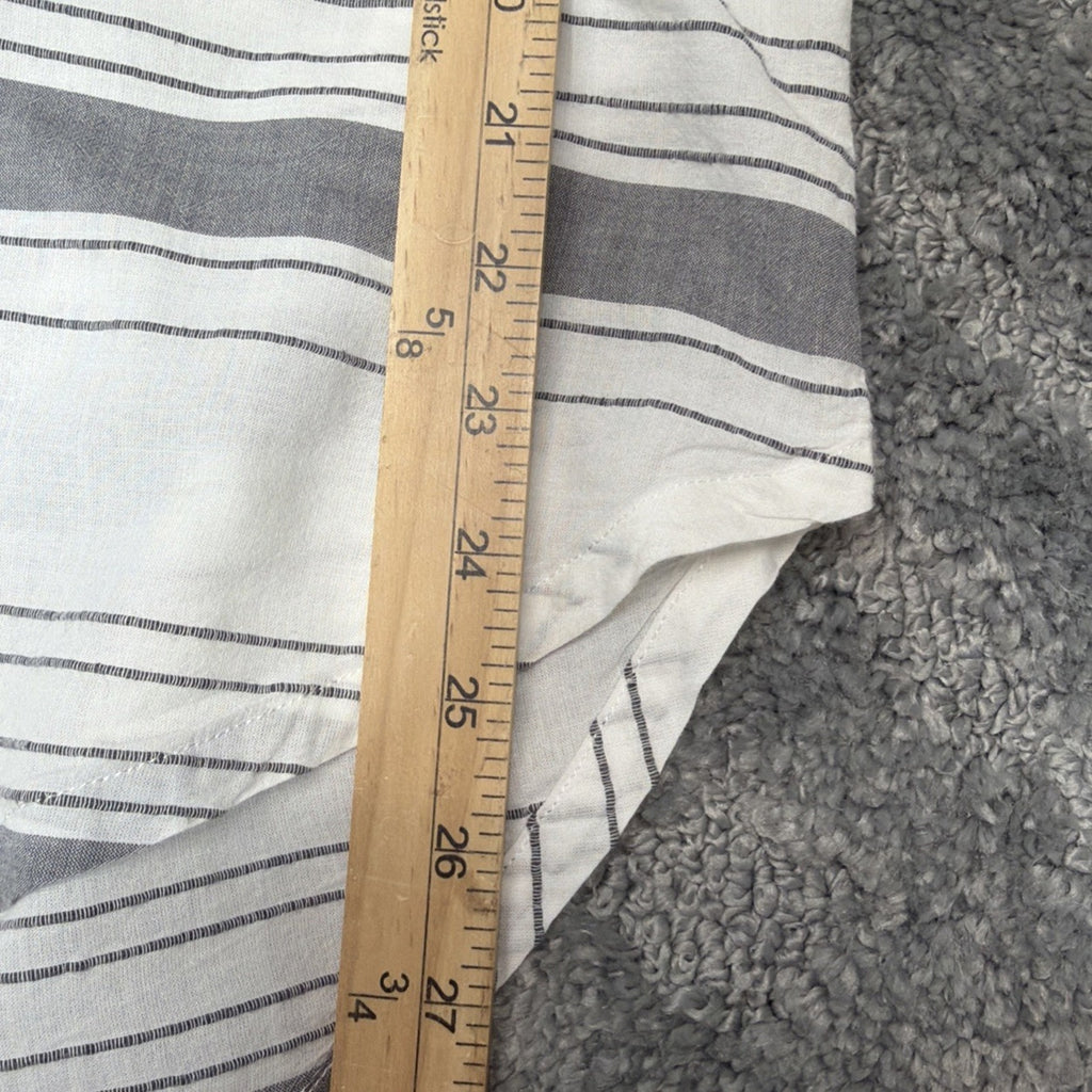 Matilda Jane x Joanna Gaines Tunic Shirt Gray Striped Roll Tab Sleeve Womens XS