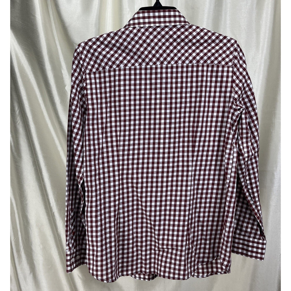 Orvis Shirt Womens Size 8 Red Check Plaid Cotton Button Up Long Sleeve Outdoor