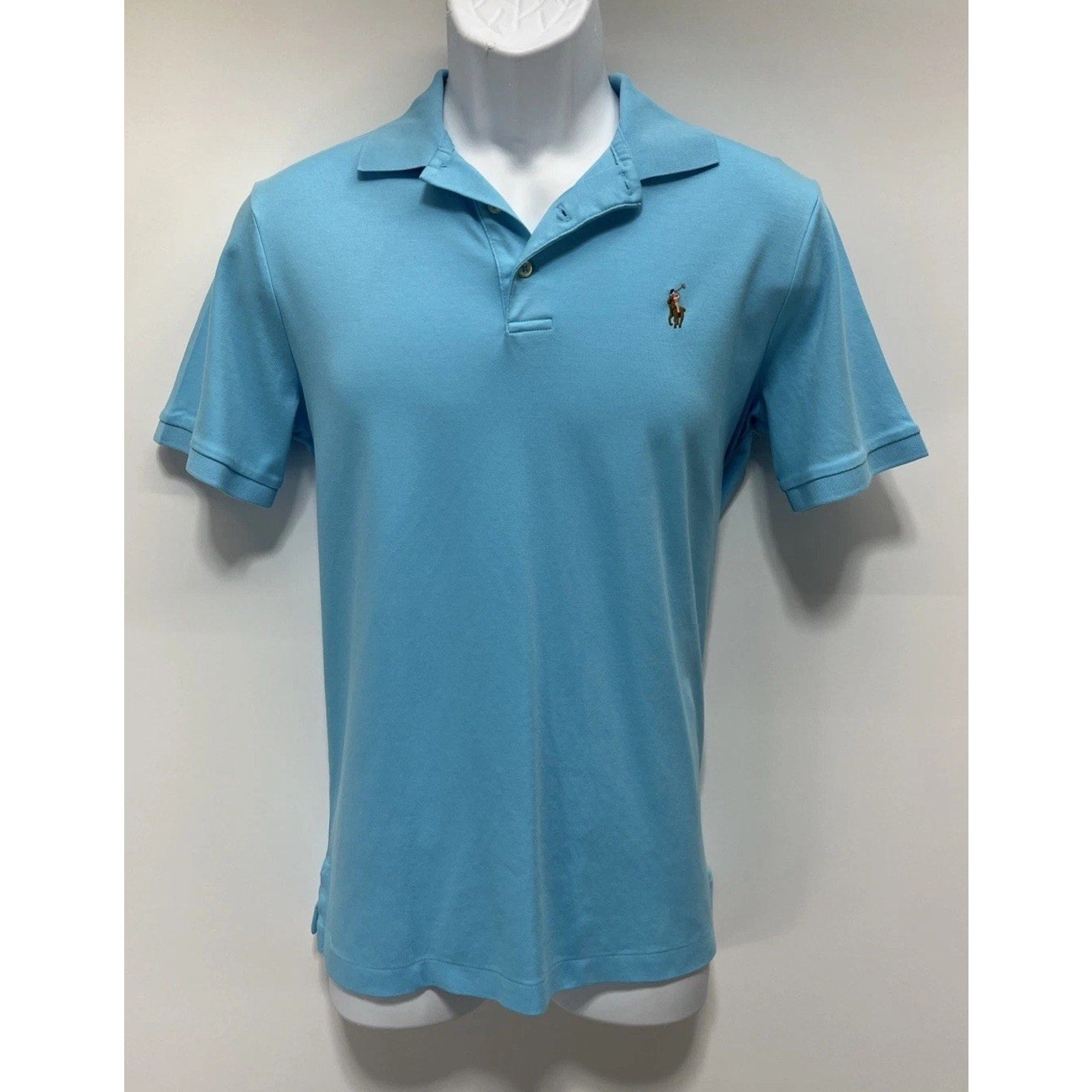 Polo Ralph Lauren Classic Soft Touch Polo Shirt Flesh Pony Size Small Blue