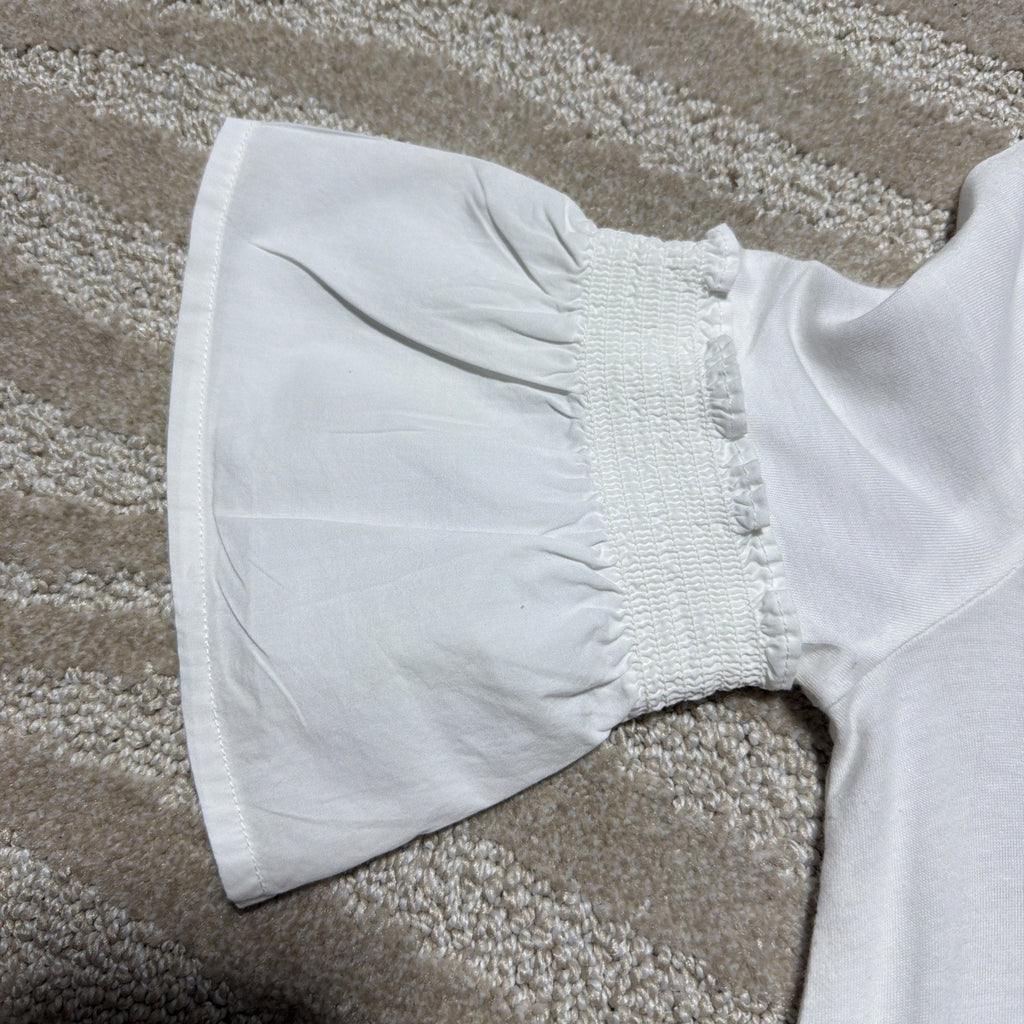 Ann Taylor Loft Blouse XS Petite Short Bell Sleeve White NWOT
