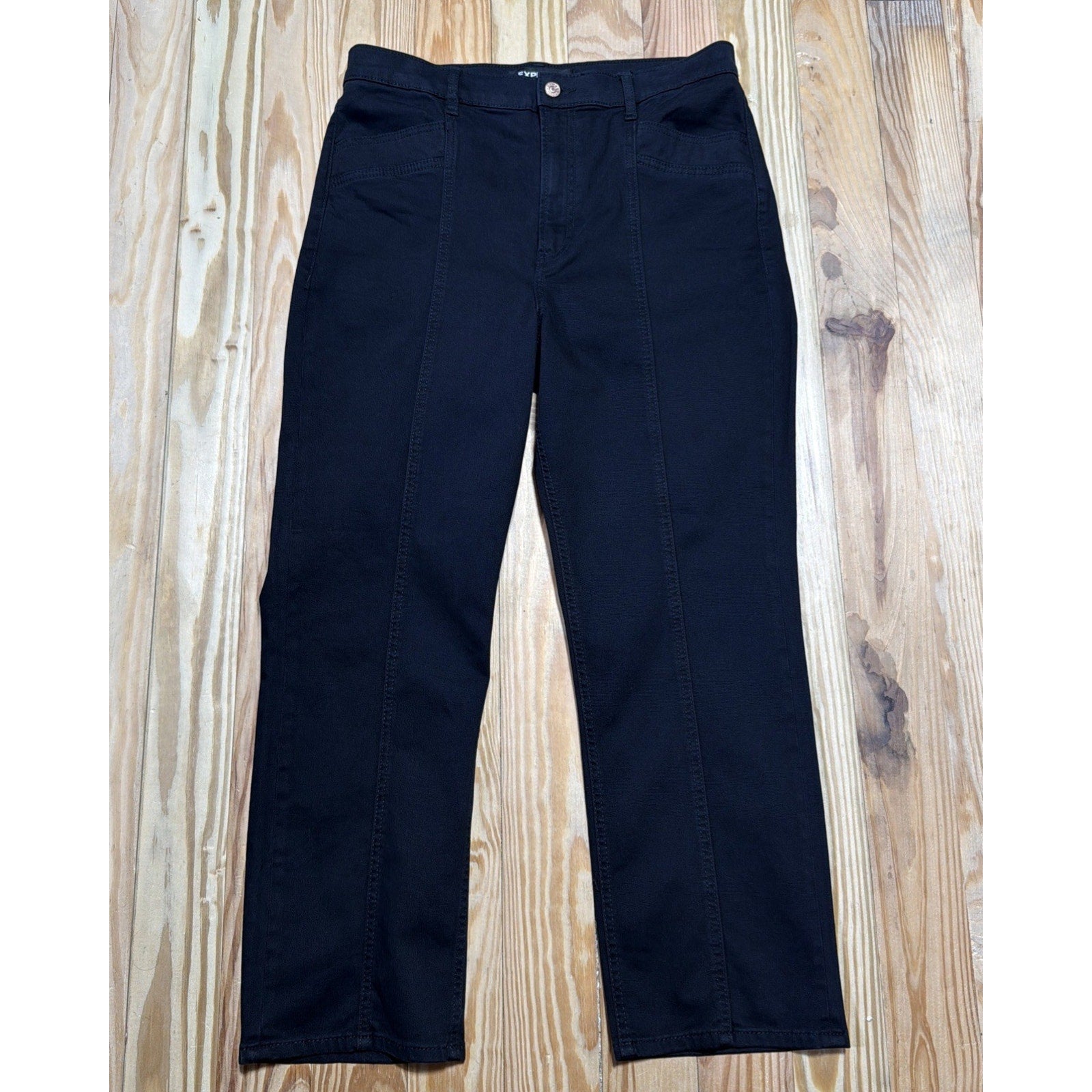 Express Black Women's Super High Rise Straight Leg Jeans Stretch size 12 NWOT