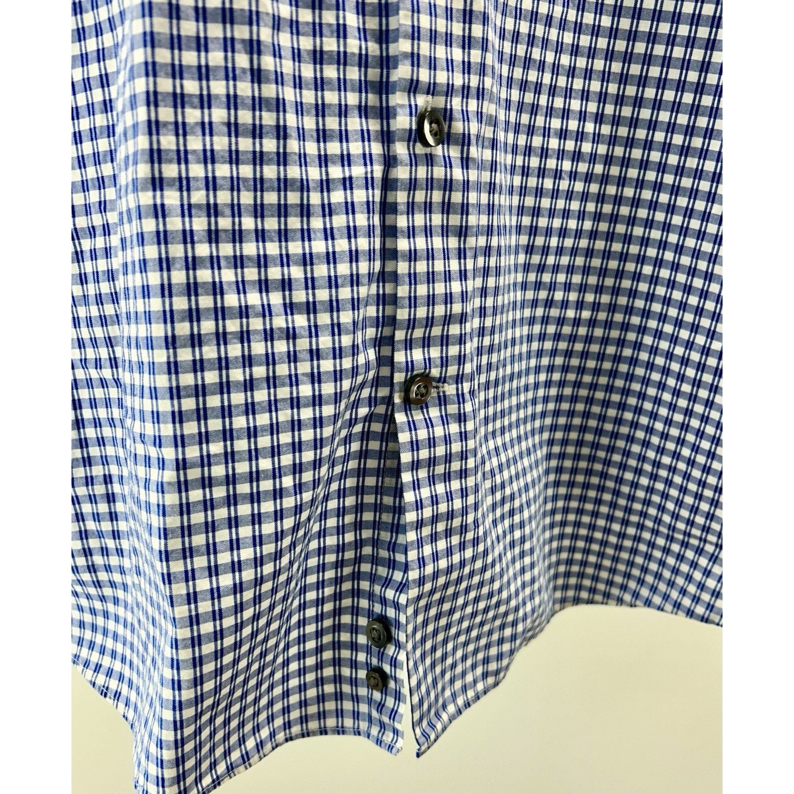 J Ferrar Blue Check Plaid Button Down Mens Shirt Size Large 32-33 Slim Fit.