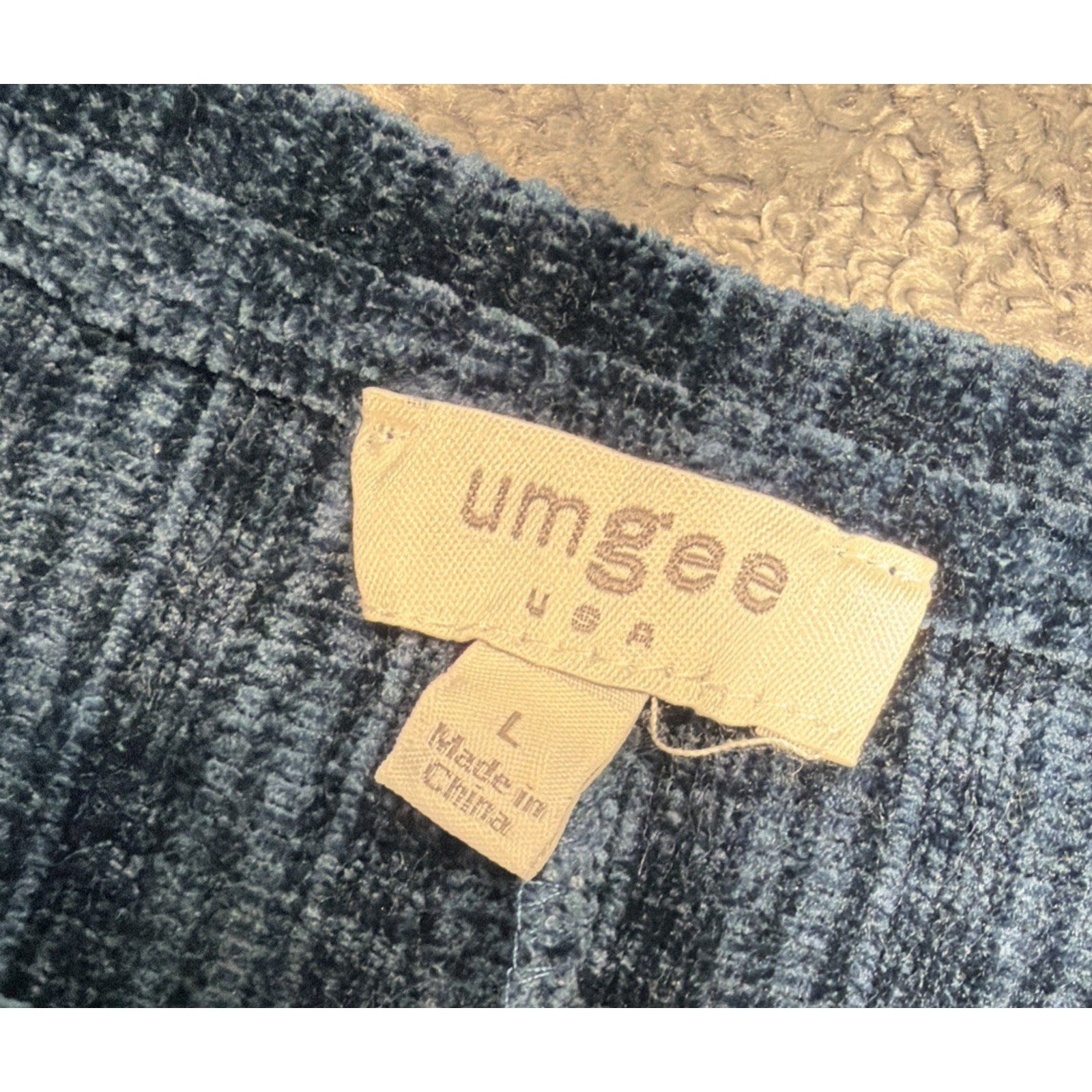 Umgee USA L Blue Velour Long Sleeve Tunic Blouse Babydoll Boho Fairy Romantic