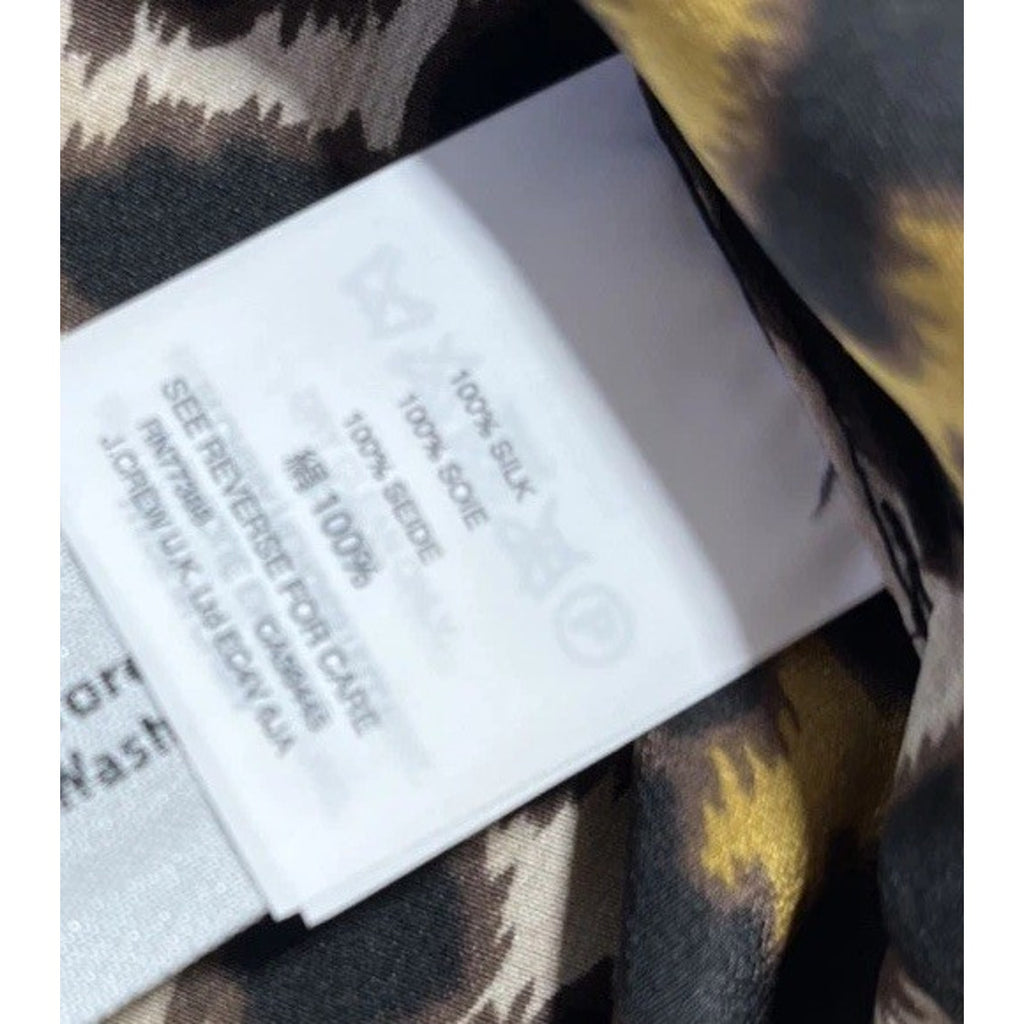 J.Crew Blouse Women 00 Silk Leopard Sleeveless V Neck Sheer Top Pleat Cruise +