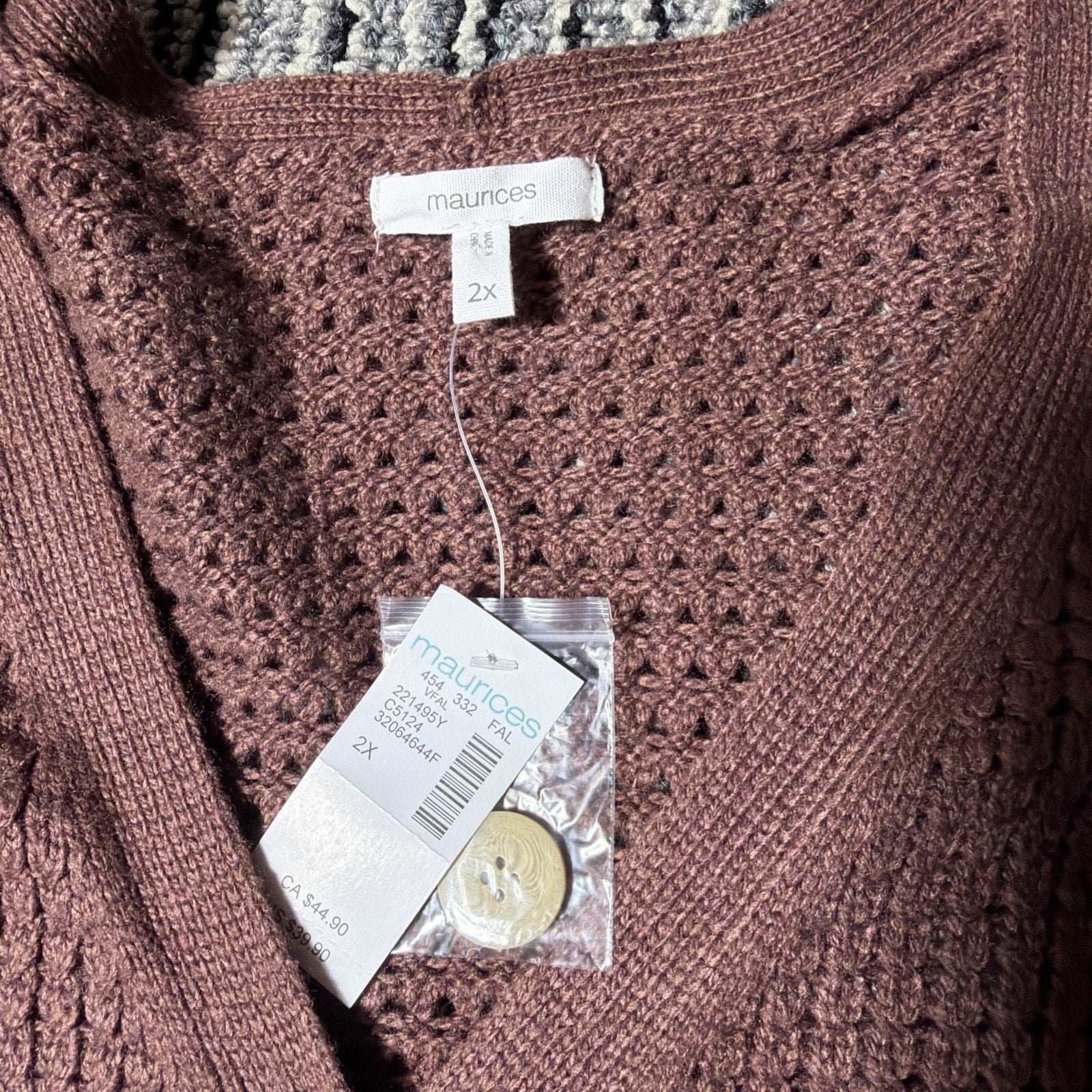 Maurices Open Stitch Mesh Cardigan Sweater Plus Size 2X Mauve NWT