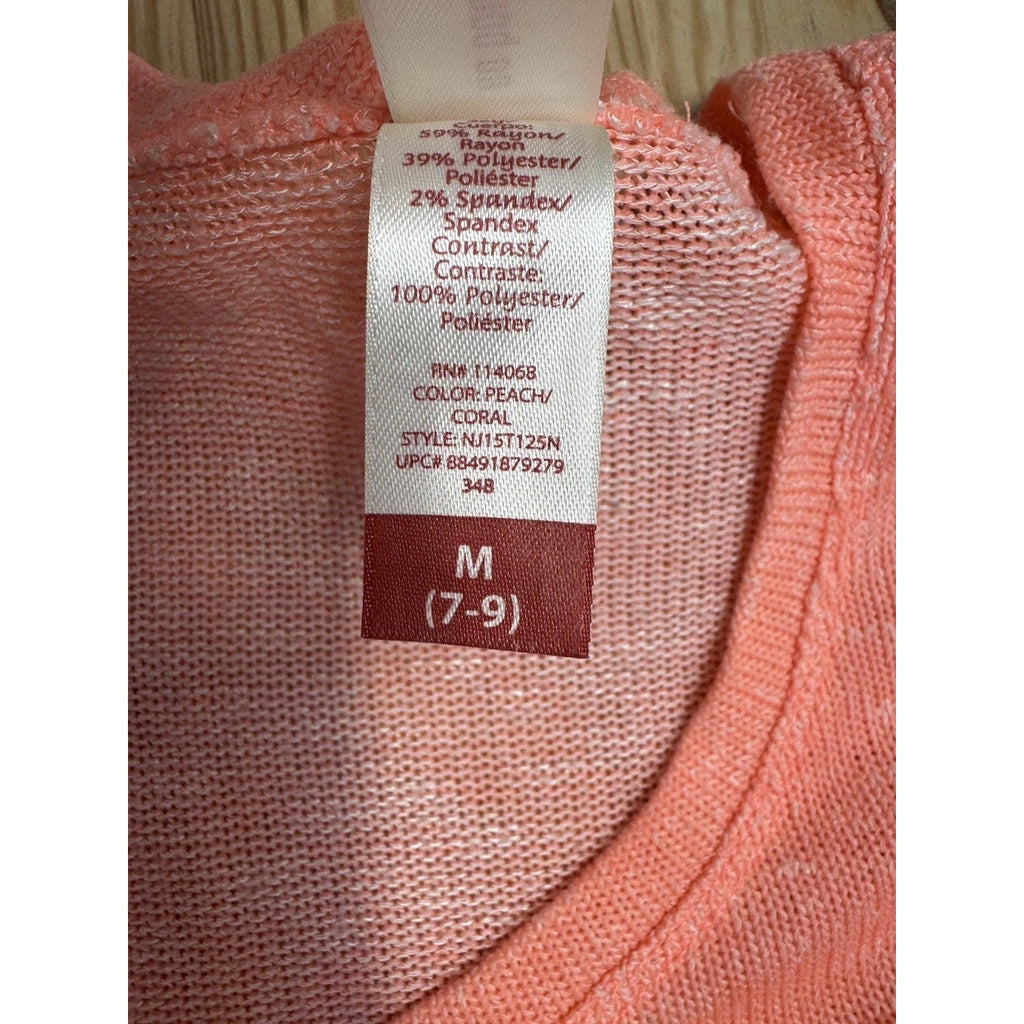 No Boundaries Women's Medium Top Peach With Floral Sheer Fitted Back