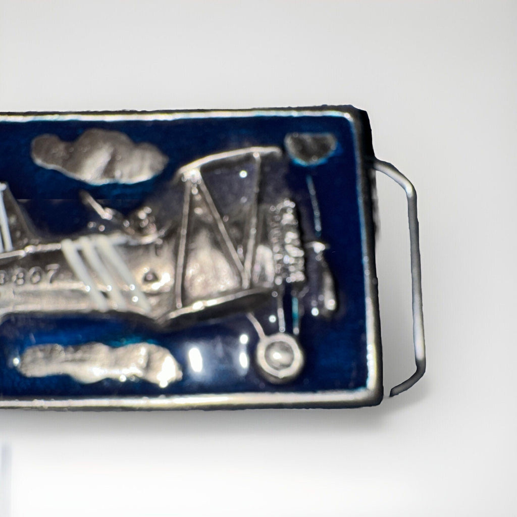 BI PLANE Vintage Gold Toned Brass BELT BUCKLE. Instyle 1978 embossed 3D n. 1233