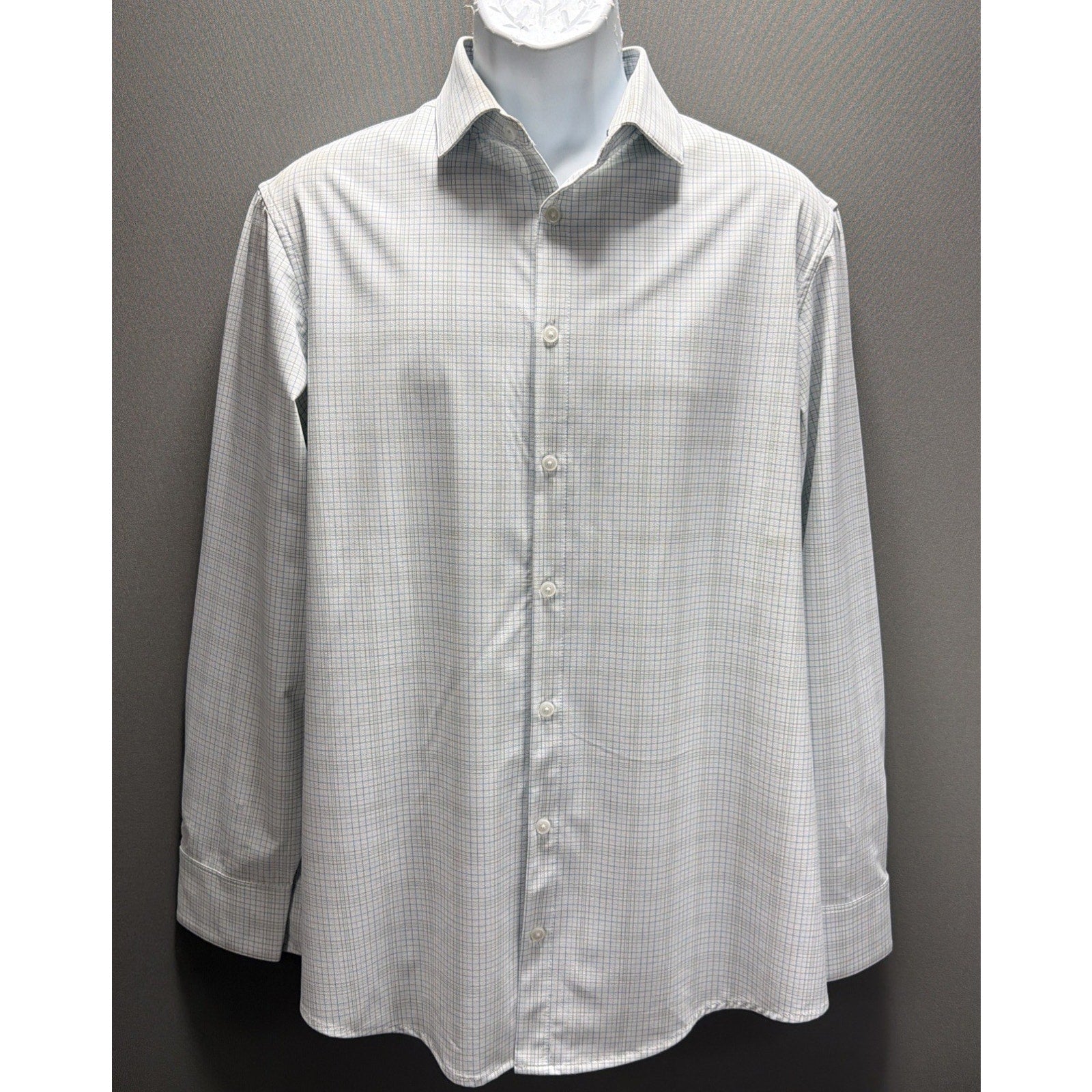 Mizzen + Main Shirt Mens M White Blue Striped Performance Classic Cutaway Preppy