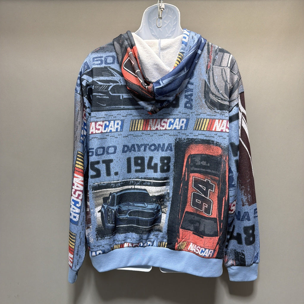 Daytona 500 Hoodie Mens Large Blue NASCAR Auto Racing Graphic Sweatshirt NWOT