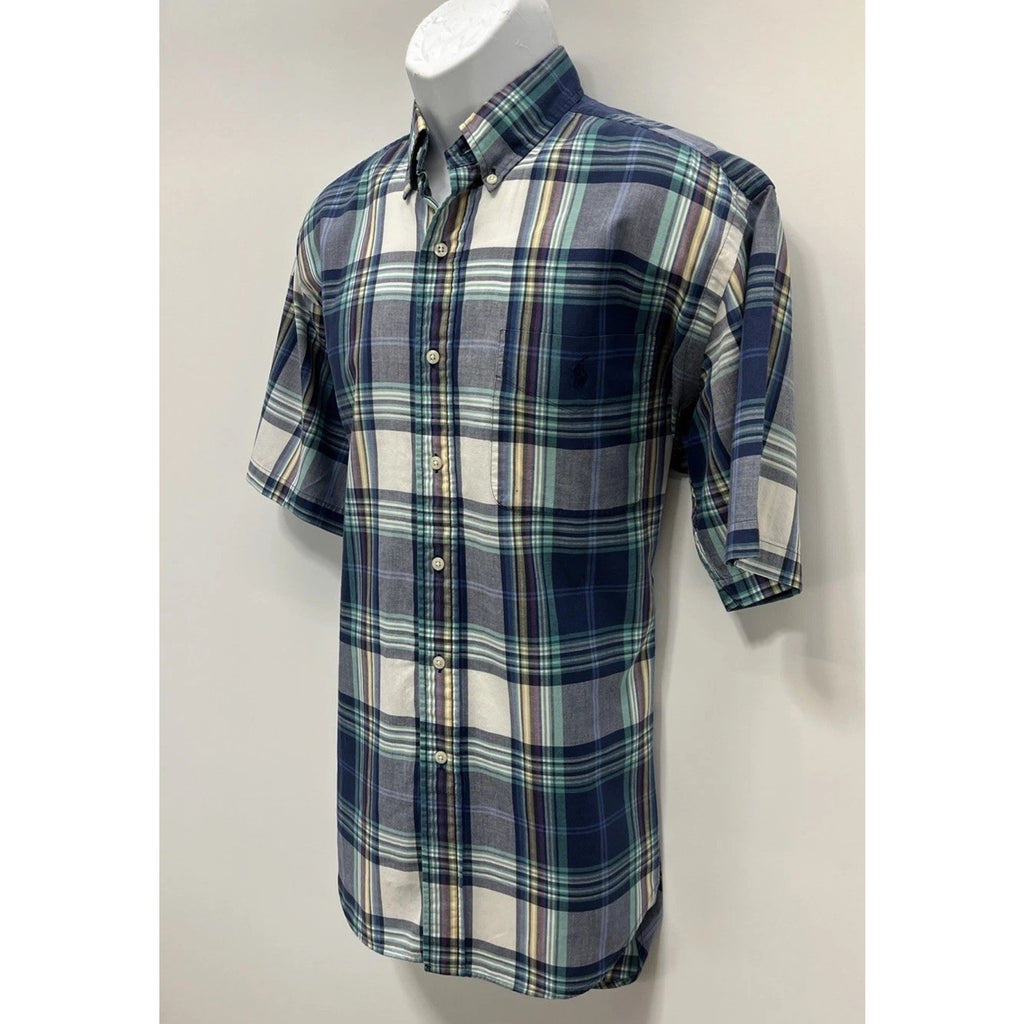 ralph lauren mens shirt medium Blaire 100% cotton Plaid Classic Preppy