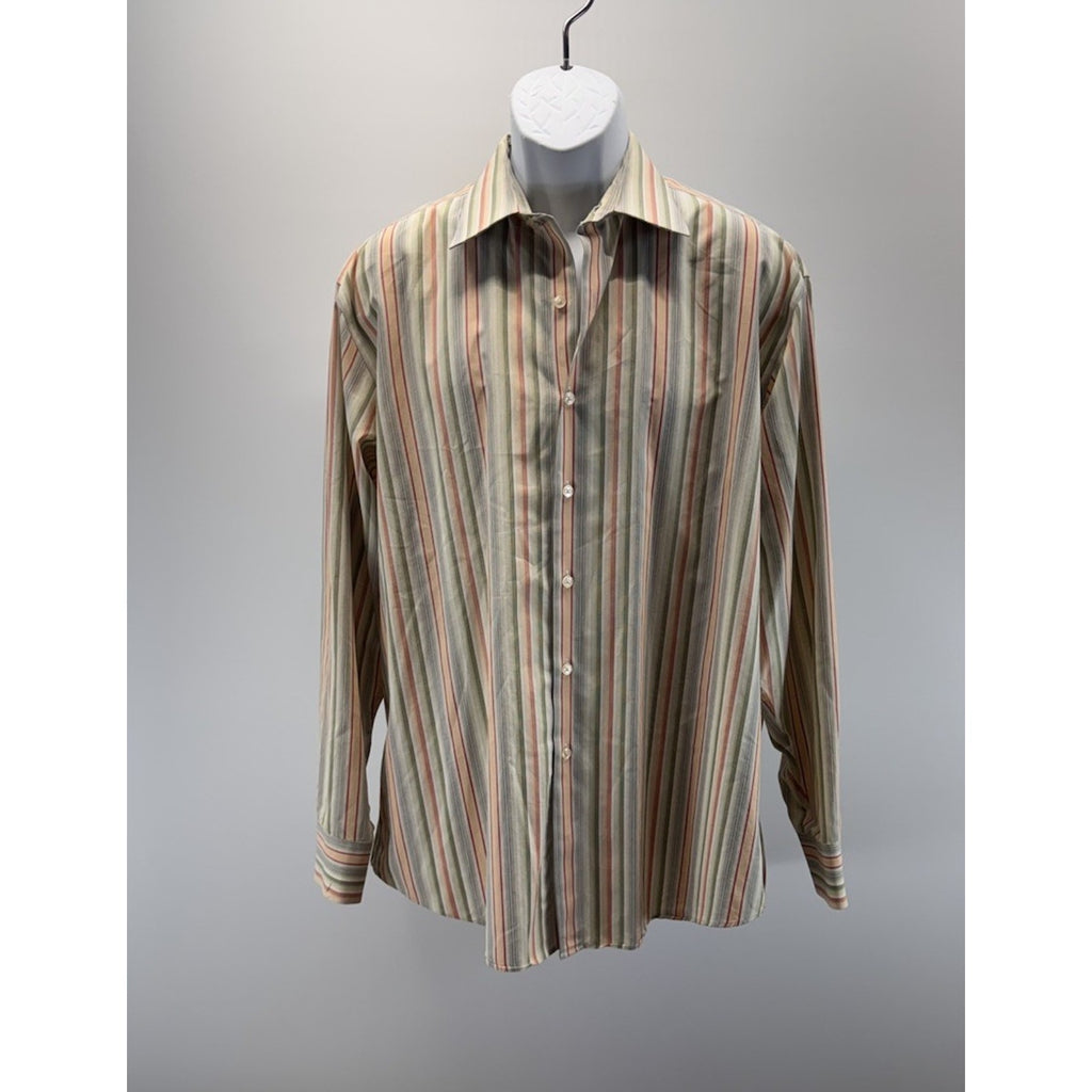 Claiborne Striped Green Wrinkle Free Modern Fit Men’s Size XL