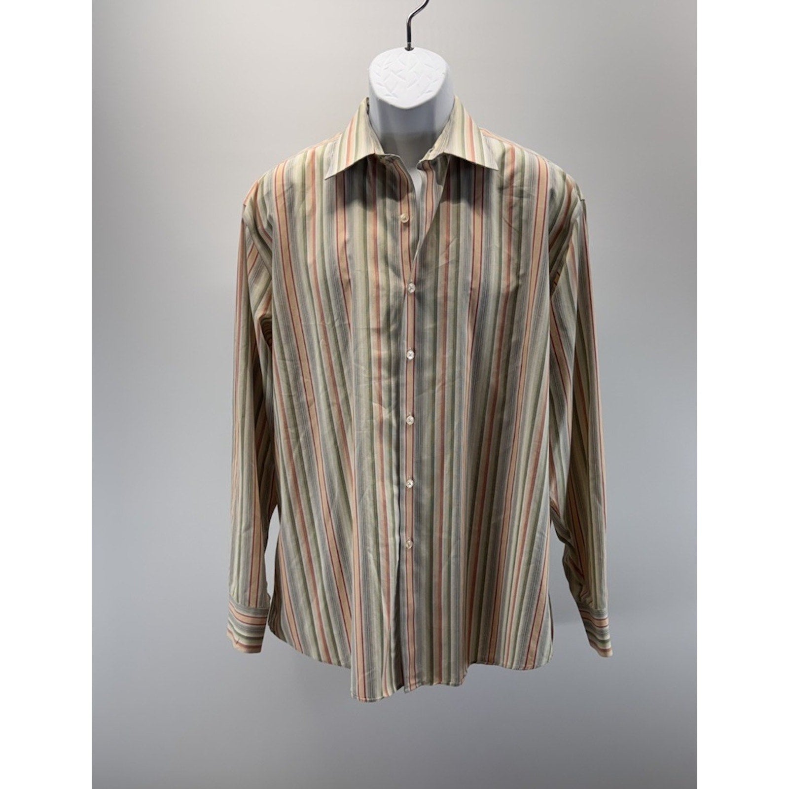 Claiborne Striped Green Wrinkle Free Modern Fit Men’s Size XL