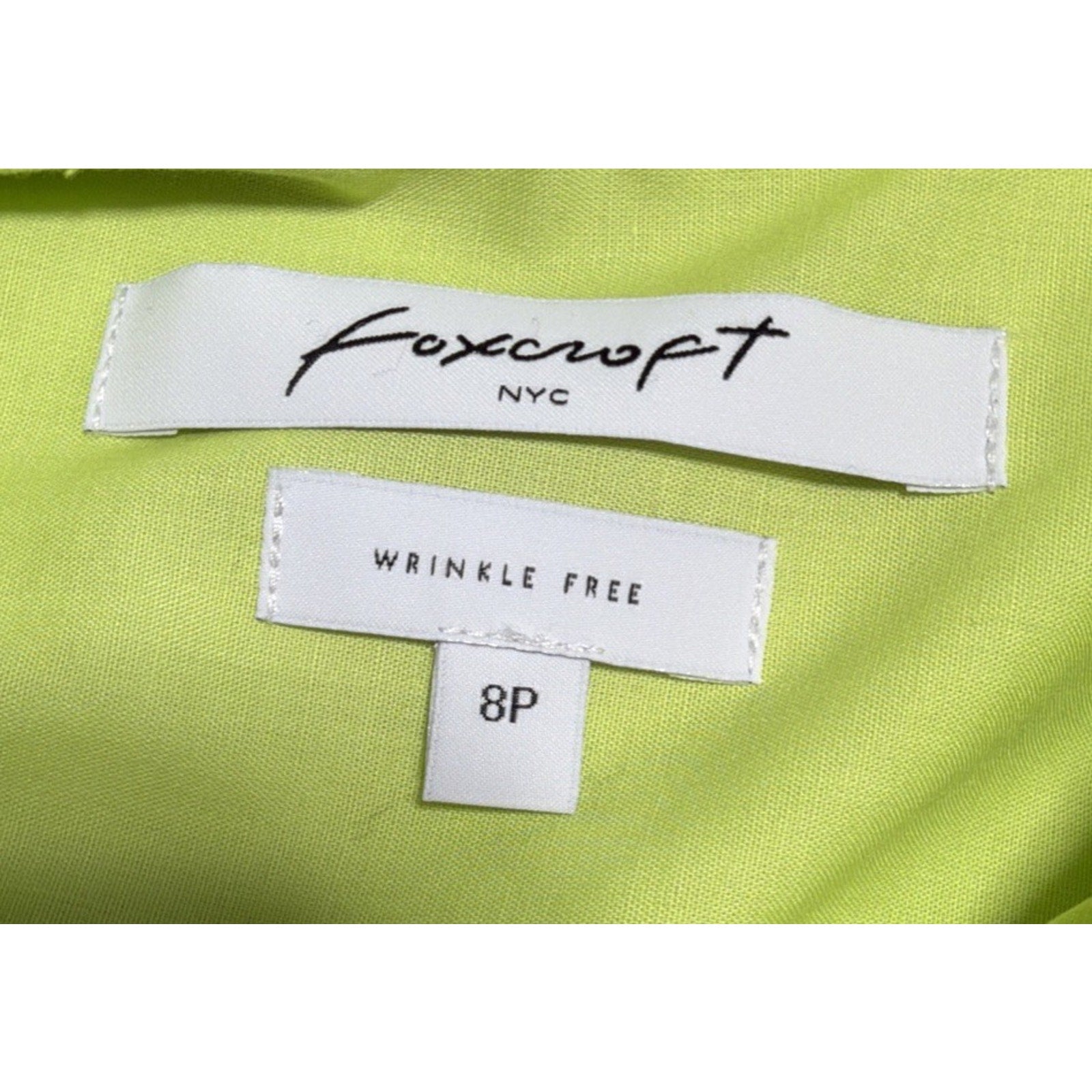 Foxcroft Wrinkle Free Button Up Shirt Womens 8P 3/4 Sleeve Green Career Casual