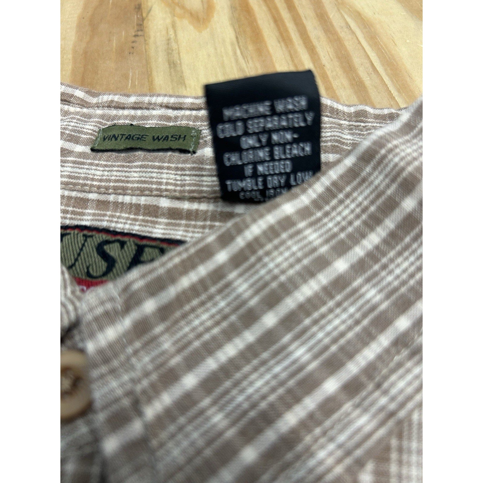 USF Mens XXL 100% Cotton Plaid Button Short Sleeve Shirt Vertical MFG