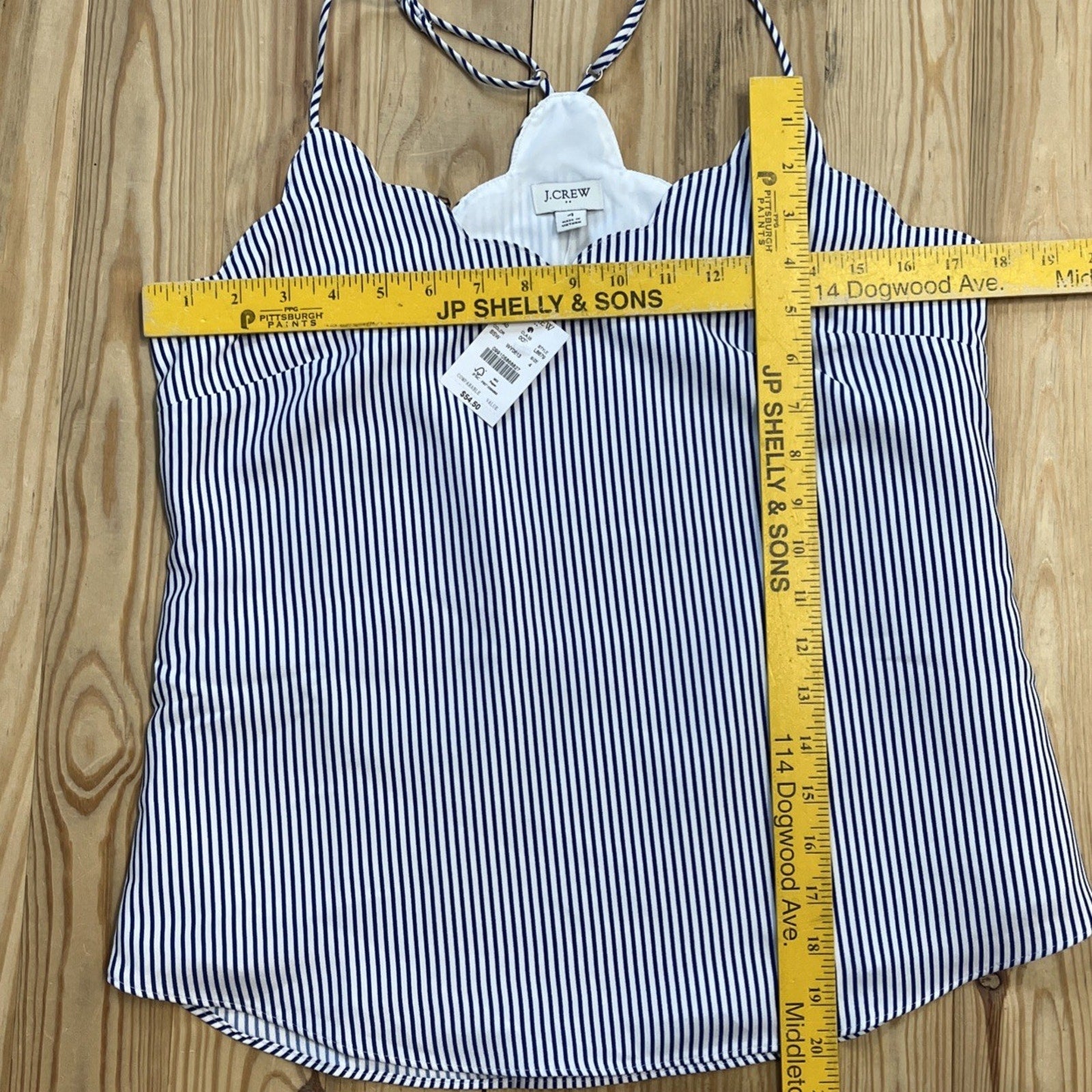 NWT J.crew women's Lined striped scalloped trim tank top camisole size: 4