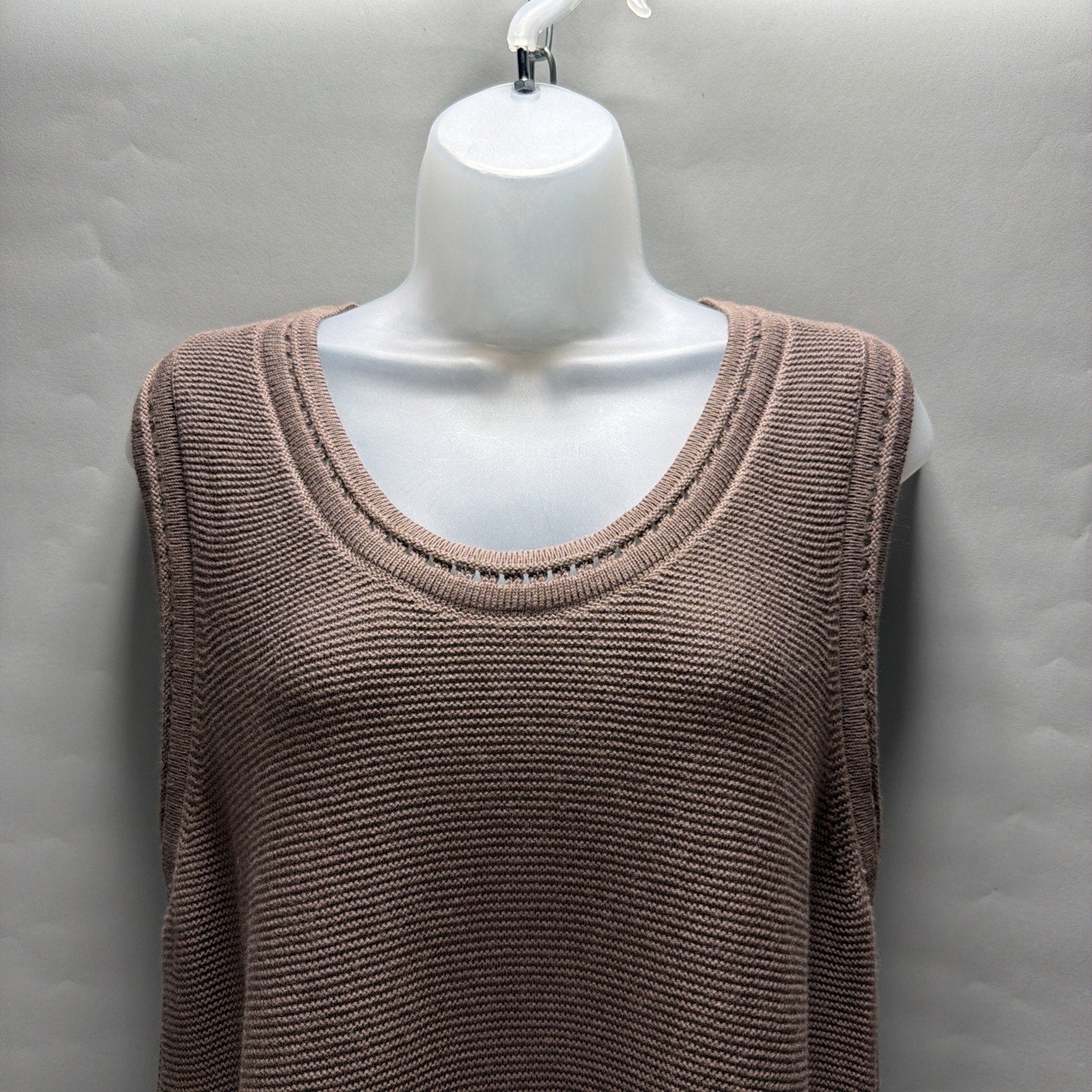 J.Jill Textured-Trim Sweater Tunic Tank Coconut Brown NWT Size M