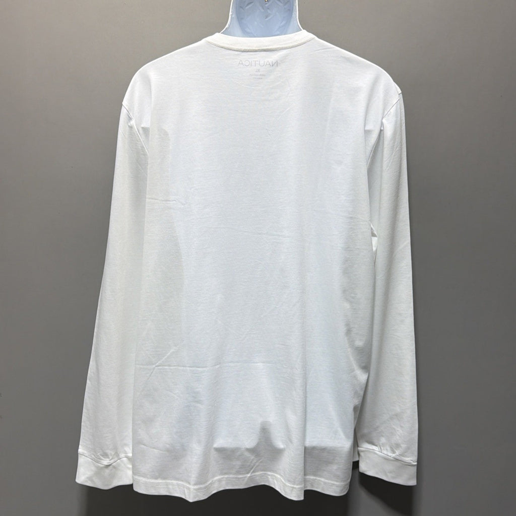 Nautica Men's Anchor Long Sleeve Solid Crew Neck T-Shirt XL Bright White NWT