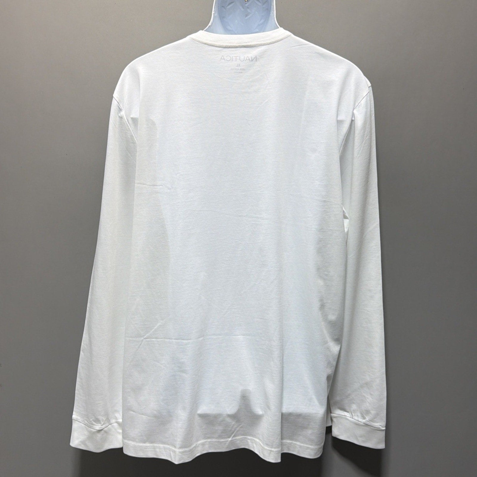 Nautica Men's Anchor Long Sleeve Solid Crew Neck T-Shirt XL Bright White NWT