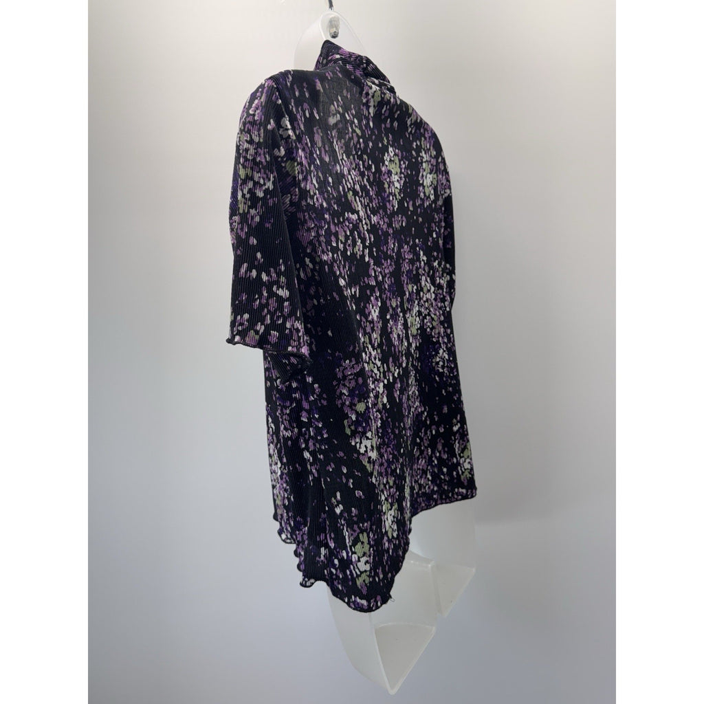 Notations Shirt Women’s Petite S Short Sleeve Layered Cardigan Tank Purple Black