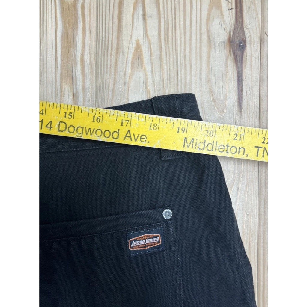 Jesse James Workwear Shorts Washed Duck Mid Weight Canvas Loop Black Men's 42