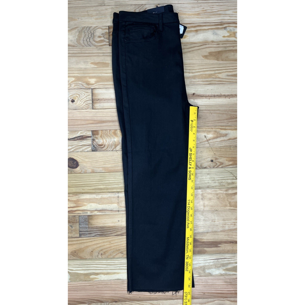 Risen Billie High Rise Coated Twill Straight Leg Jeans Size 2XL Black Raw Hem
