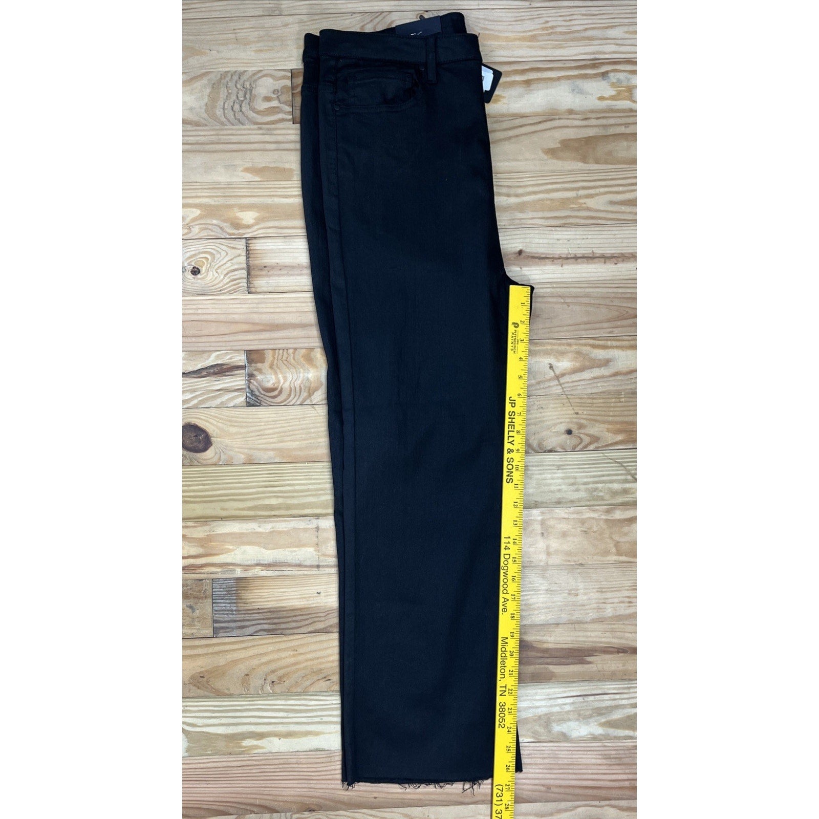 Risen Billie High Rise Coated Twill Straight Leg Jeans Size 2XL Black Raw Hem
