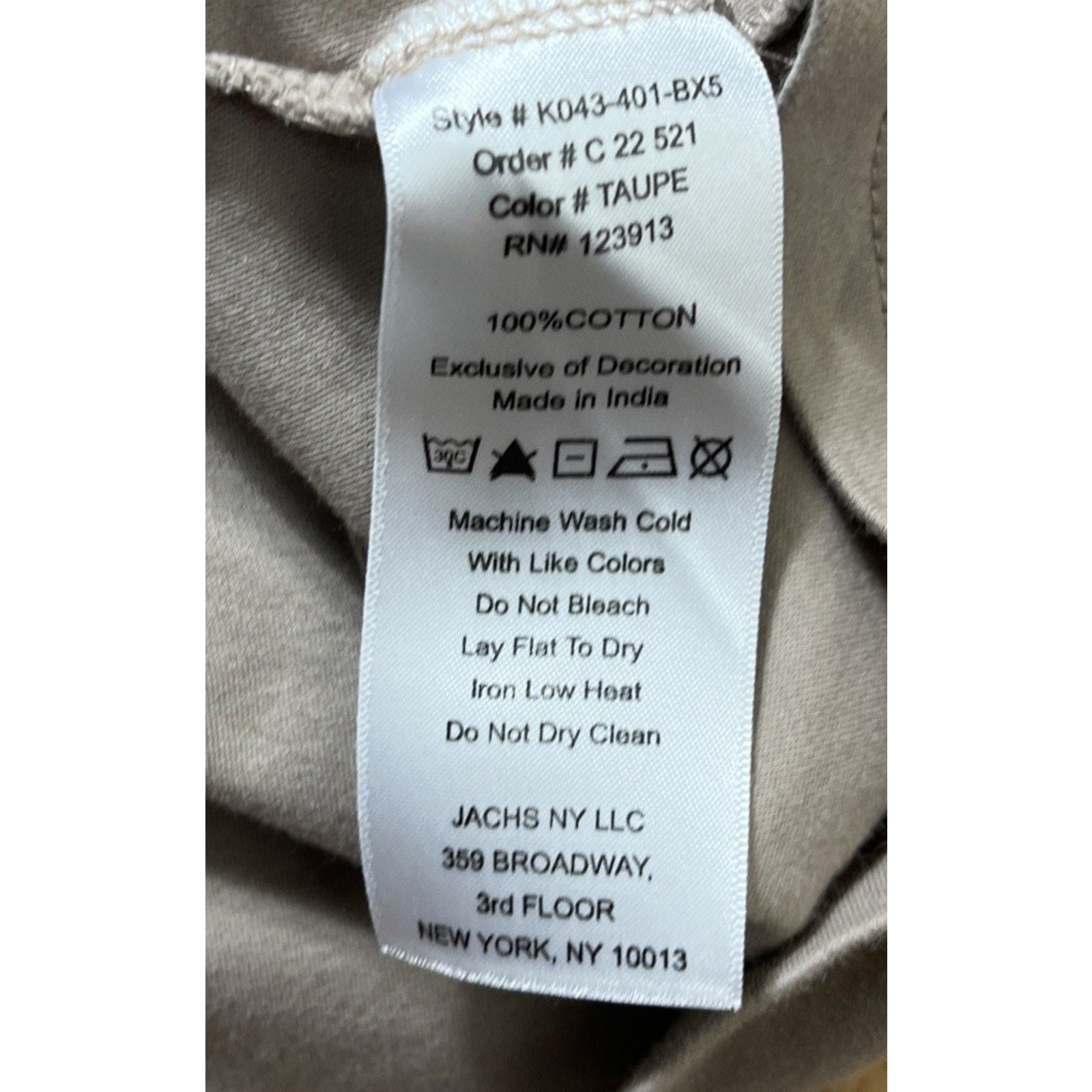 JACHS TriBeCa New York Size XL Shirt Sleeve Men’s Polo-type Shirt Taupe