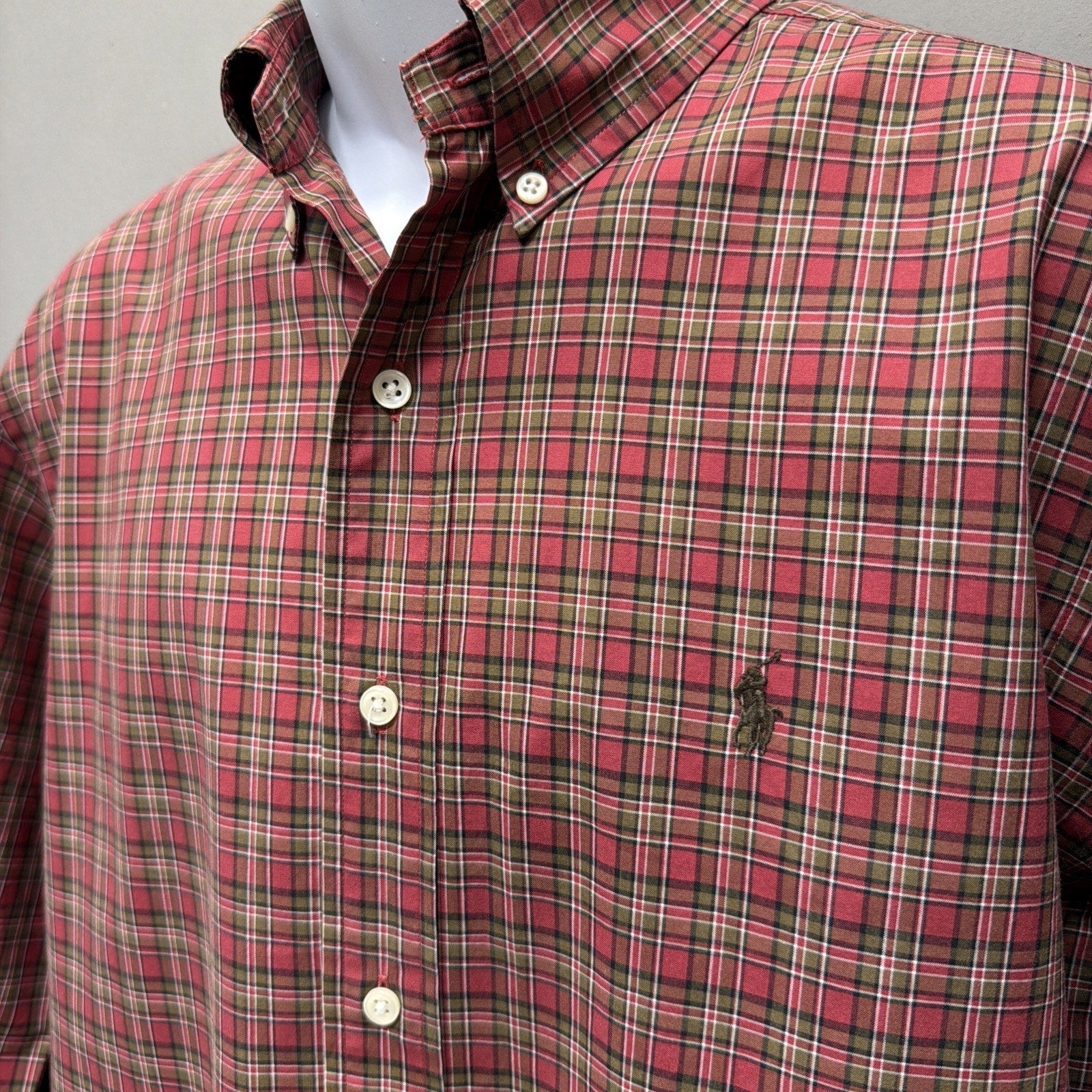 Ralph Lauren Plaid Shirt Men's M Classic Fit Oxford Button Down Long Sleeve